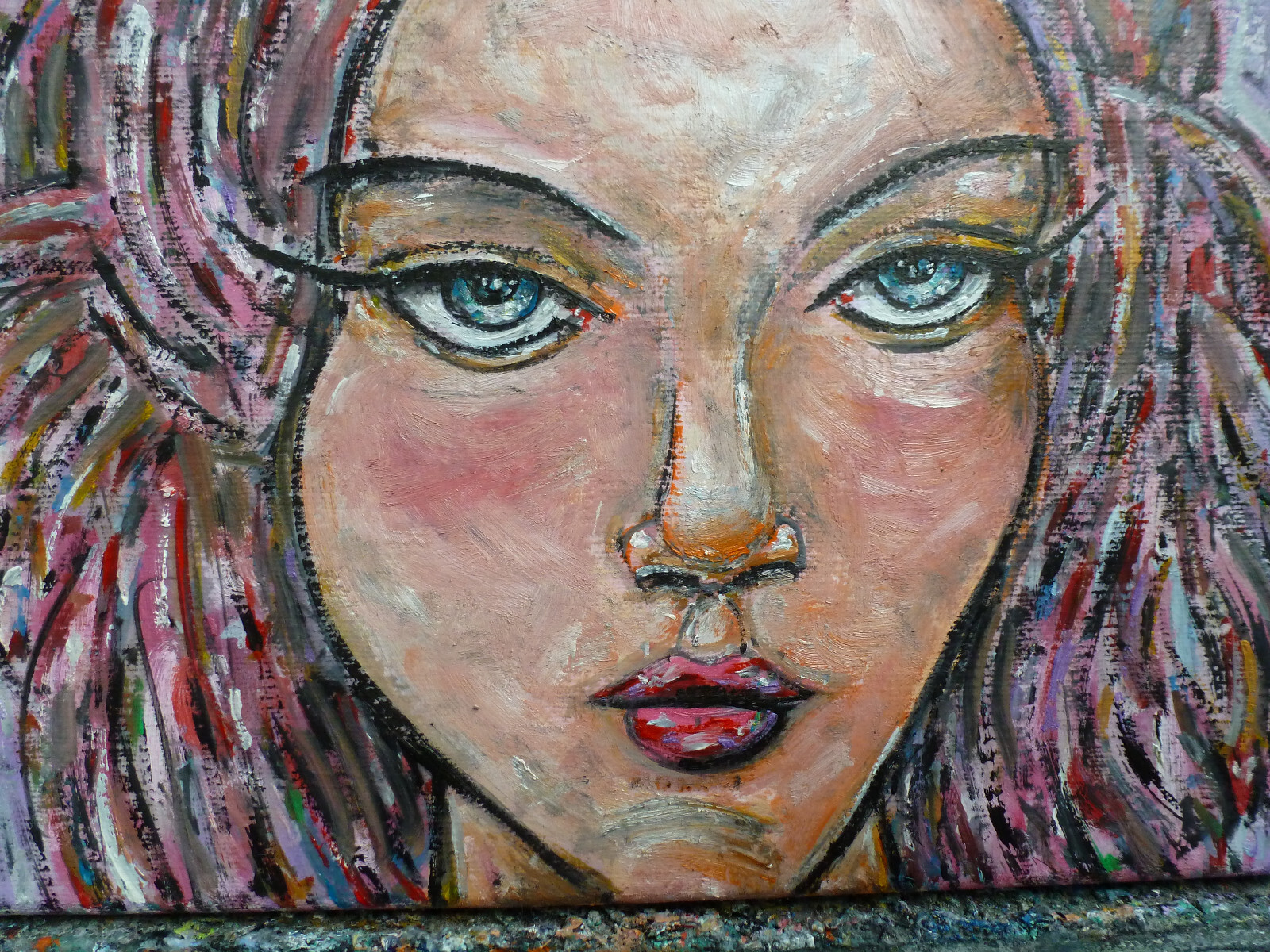 THE EYES HAVE IT wow oil painting eyes canvas NEW original 8×10 signed Crowell