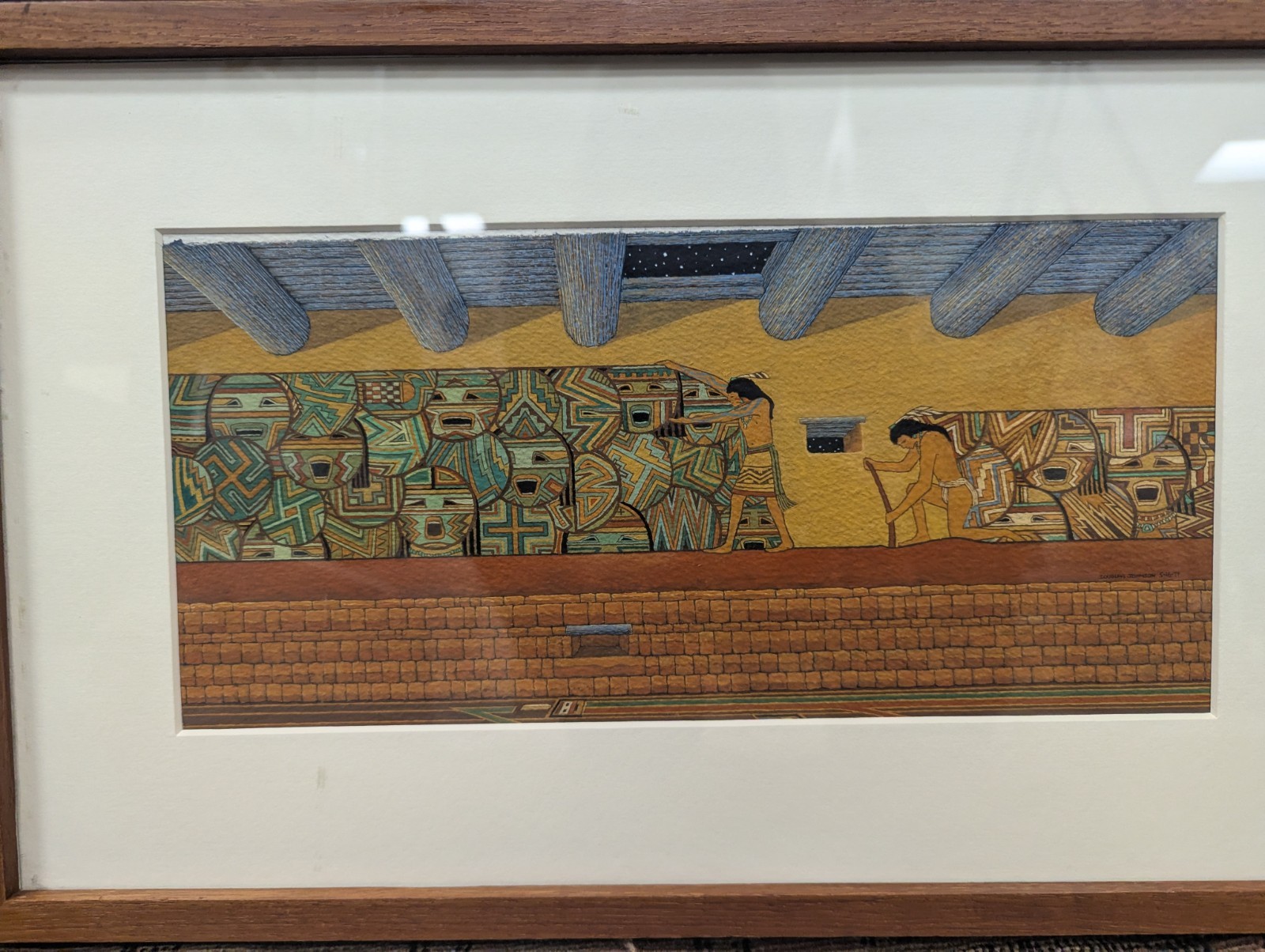«With The Coming Of Spring» Casein Painting, Douglas Johnson (Navajo/American)