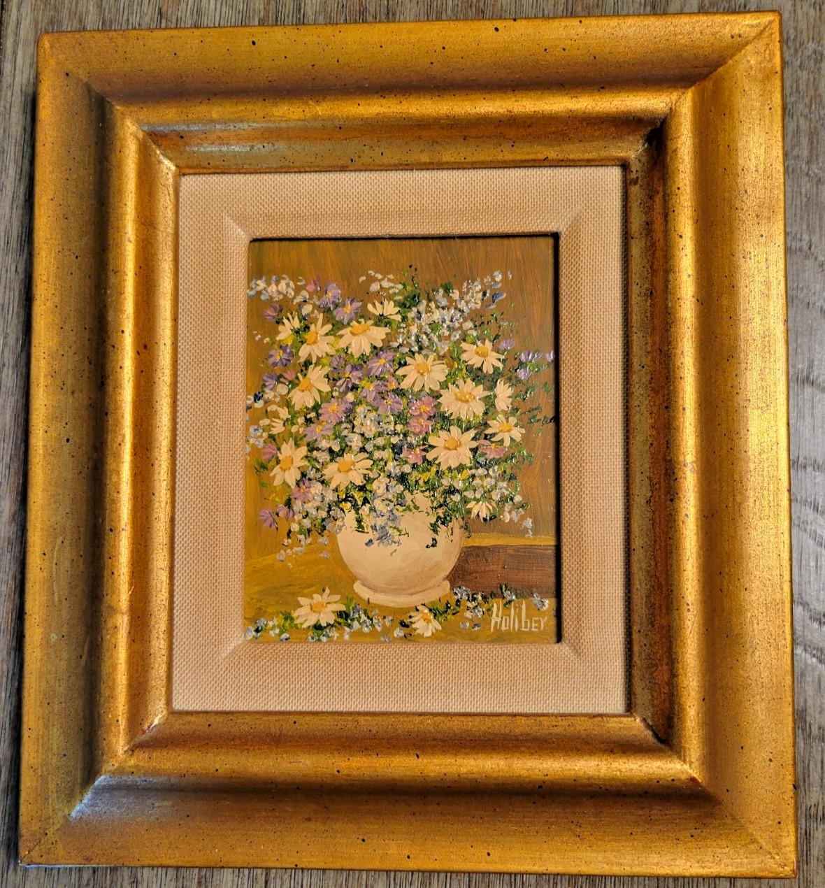 June R. Holiber Painting – Framed, Signed, Oil, Flowers in Vase