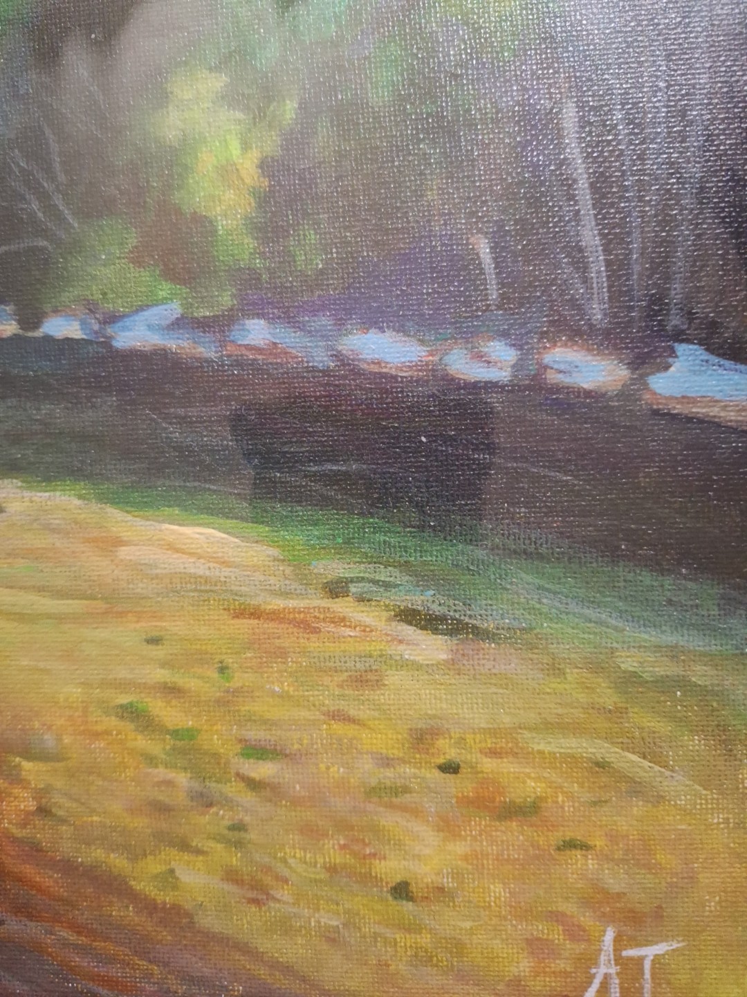 Hand Painted Lake 8×10 Landscape Art Acrylic Canvas Decor