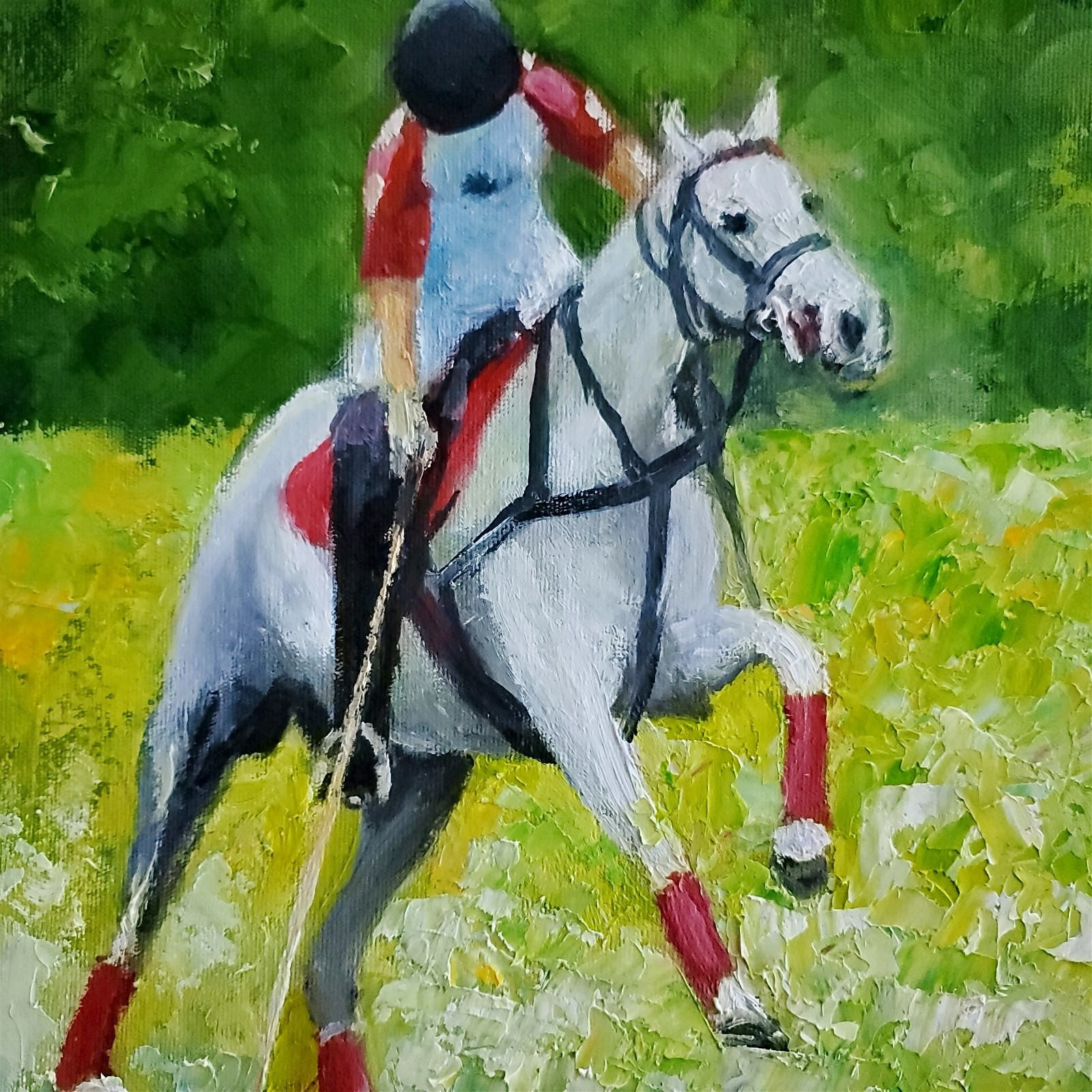 YARY DLUHOS Polo Horses Ponies Equine Equestrian Sport Original Oil Painting