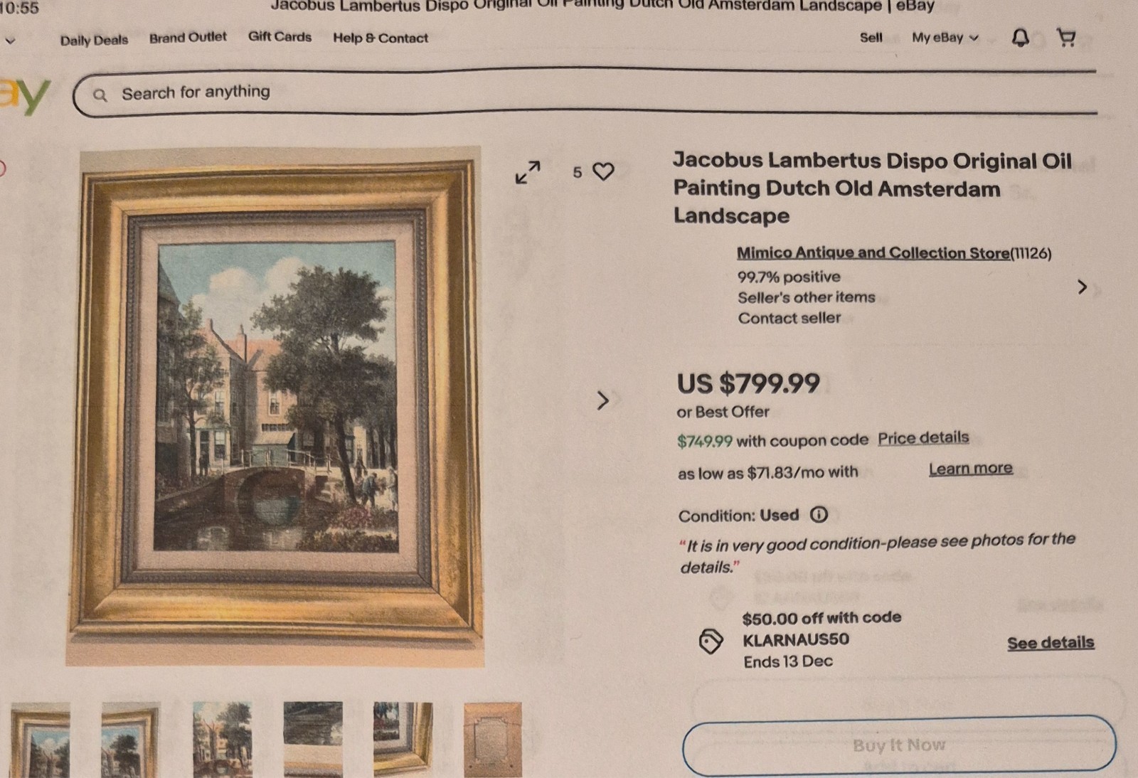 Jacobus Lambertus Dispo SR (1890-1964) Dutch Old Amsterdam oil painting original