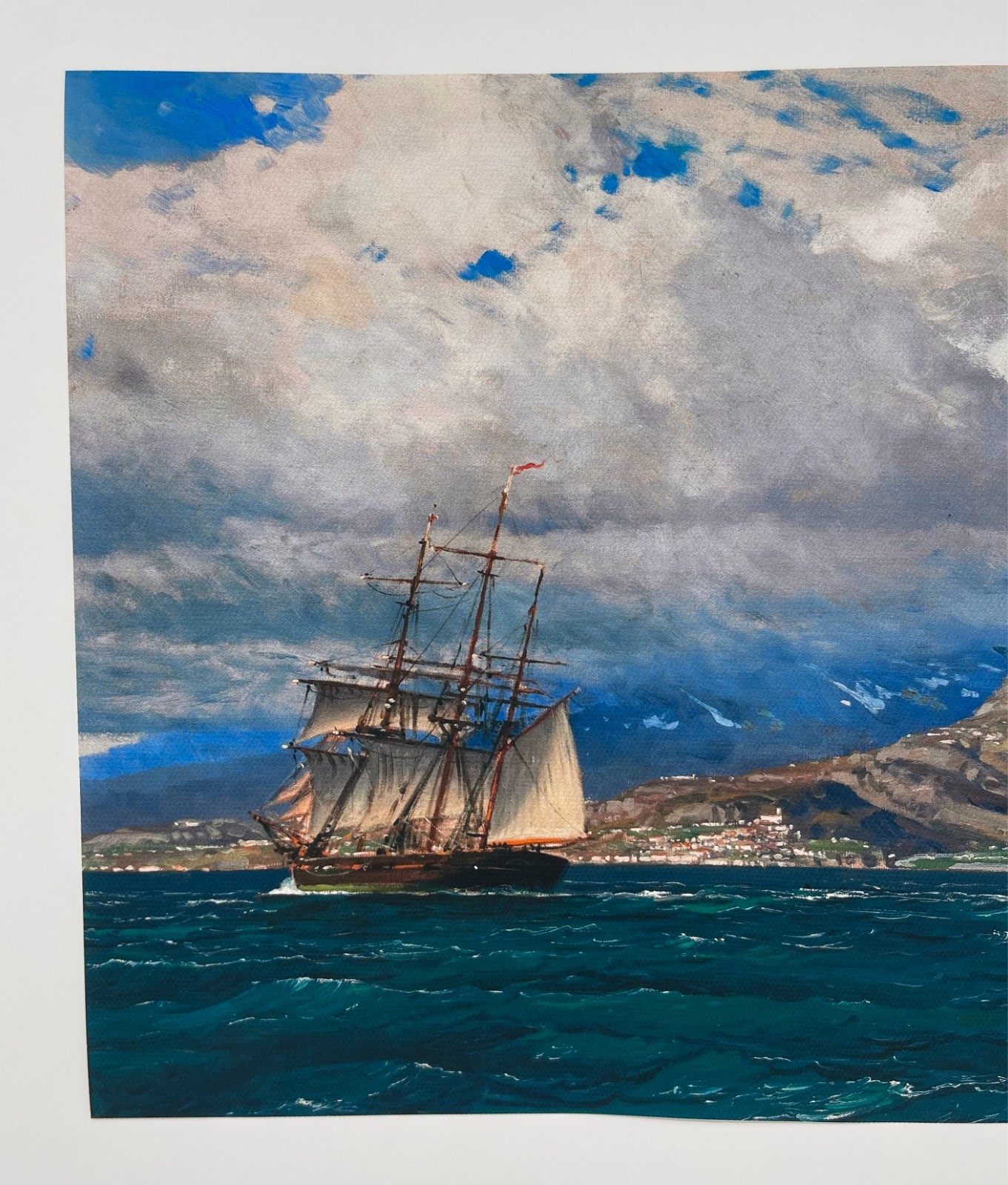 Three Masted Sailing Ship Poster – Maritime Coastal Home Nautical Wall Art Print