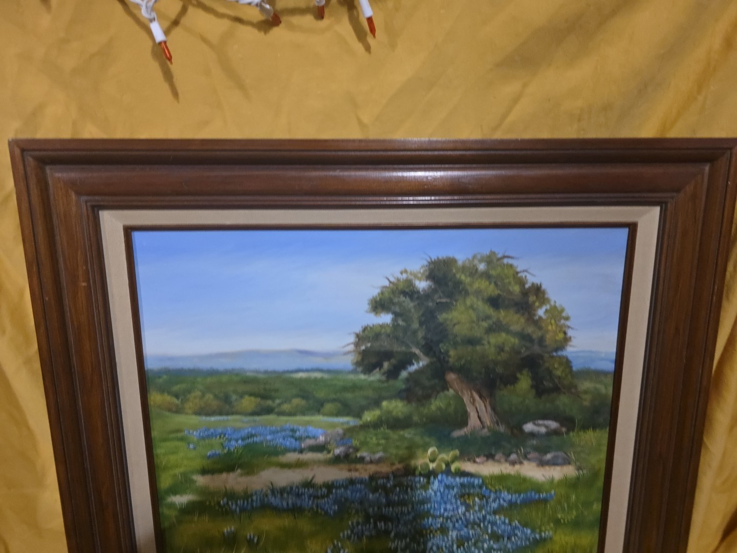 Texas Bluebonnet Hill Country Scape, D. Vornsand ’89 Oil Painting Weimar TX