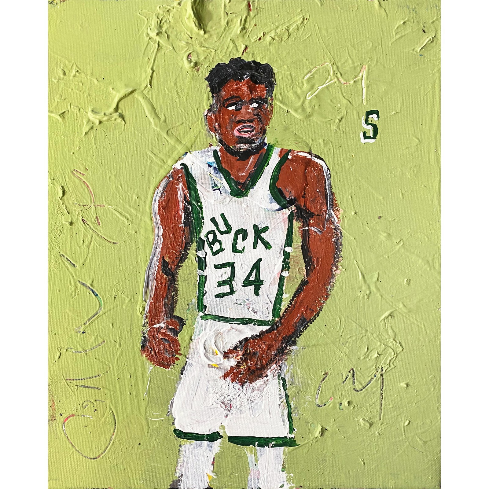 Giannis Antetokounmpo Original Acrylic on Canvas 12×16 by Sergio Santos