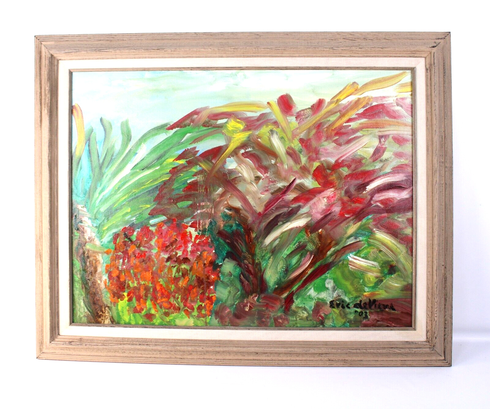 Eric de Vienne Abstract Landscape Trees Oil Painting On Canvas Signed 03