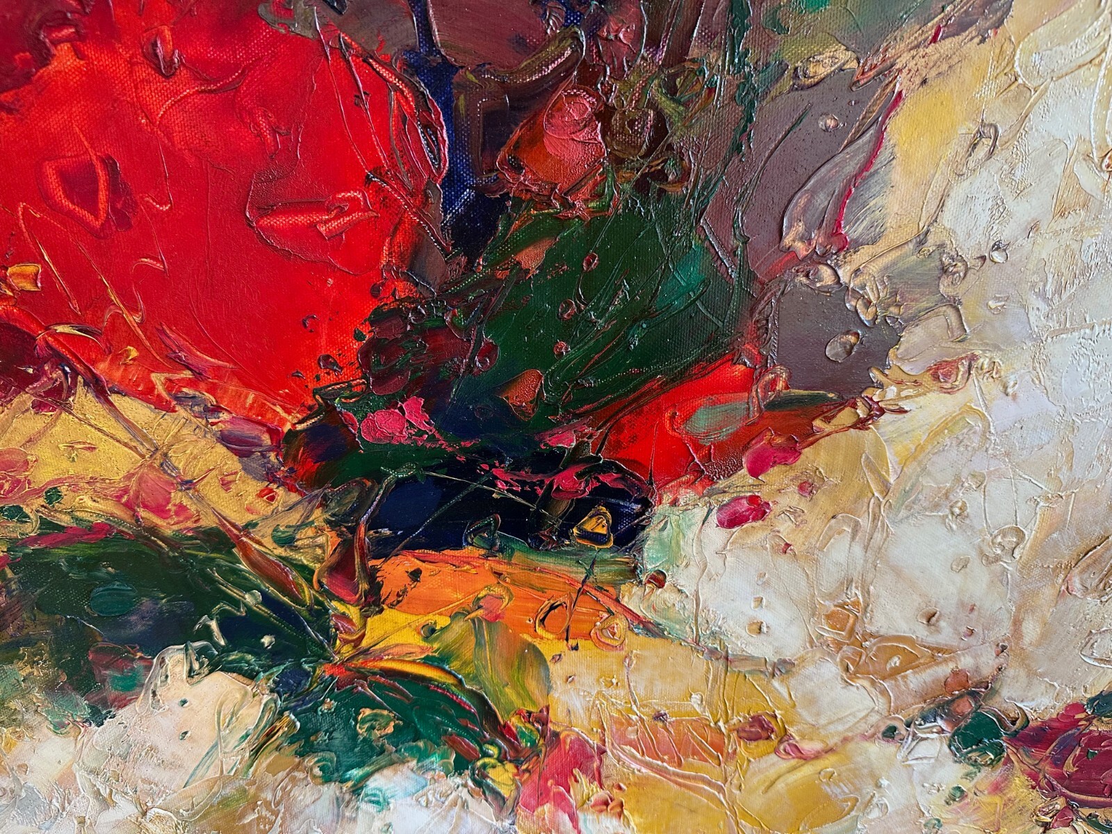 Original P. Collins Signed Contemporary Abstract Oil Painting Canvas Artwork Art