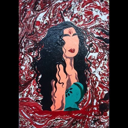 ACEO Original WOMAN Modern Miniature Acrylic Figure Art Card Hand Made OOAK NEW