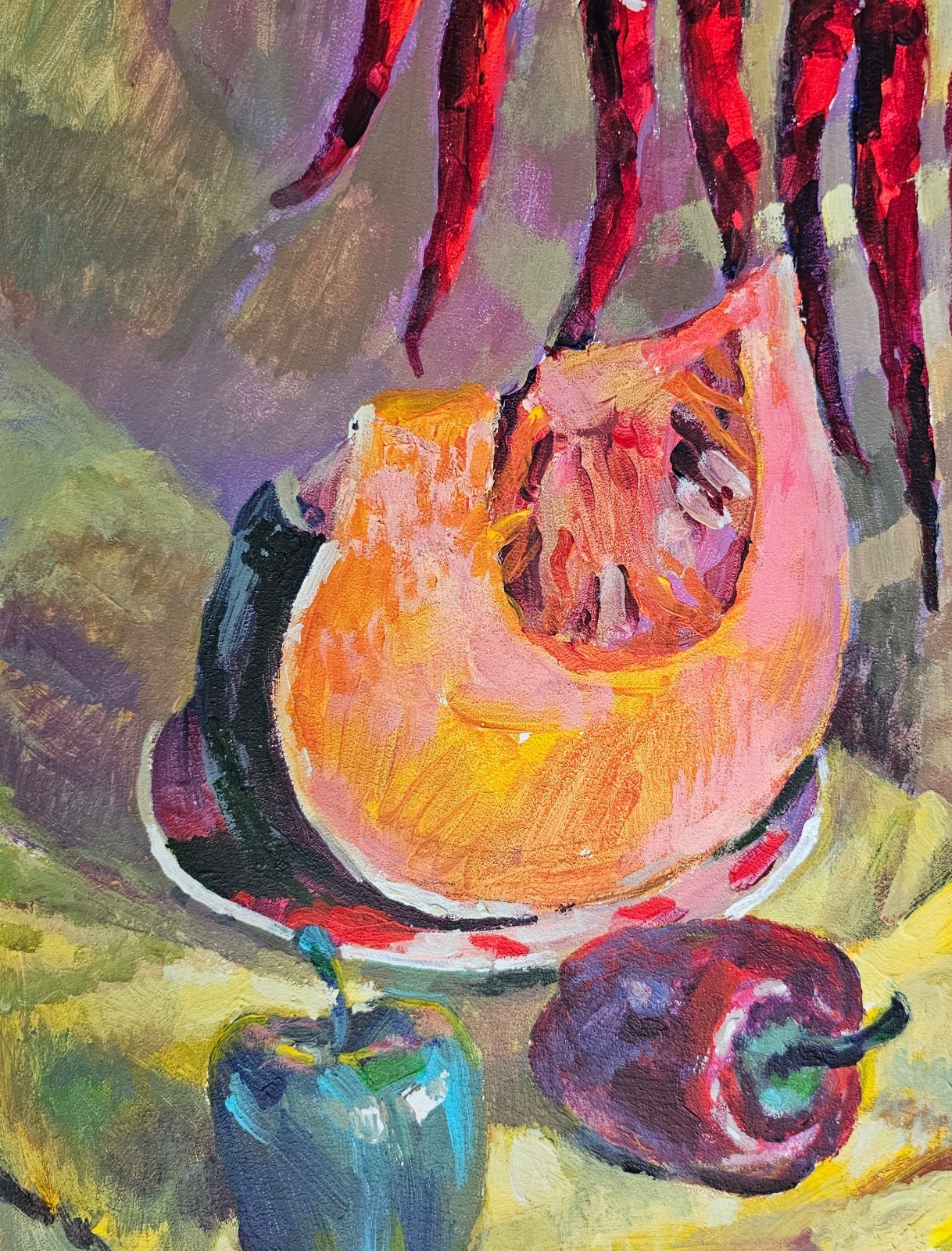 Oil painting Pumpkin Ukrainian painter canvas Unframed original still life