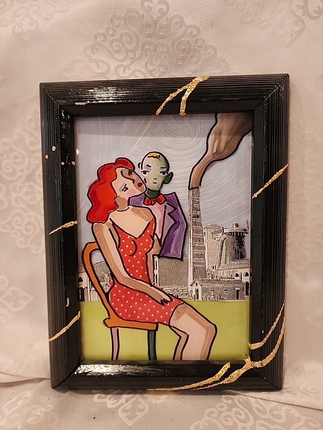 «Cold Hearted Woman» Louis Recchia 2003 Modern Art Mixed Media Reverse Painting
