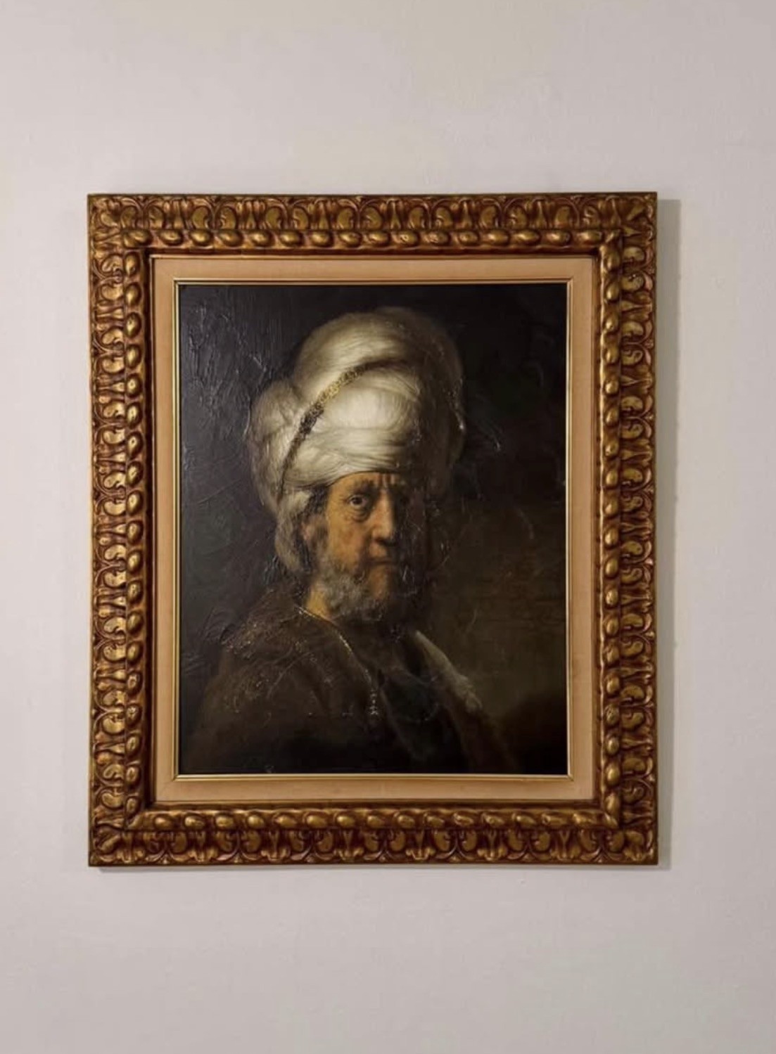 vintage gilded wood carved frame, oil painting printed on canvas, wall art