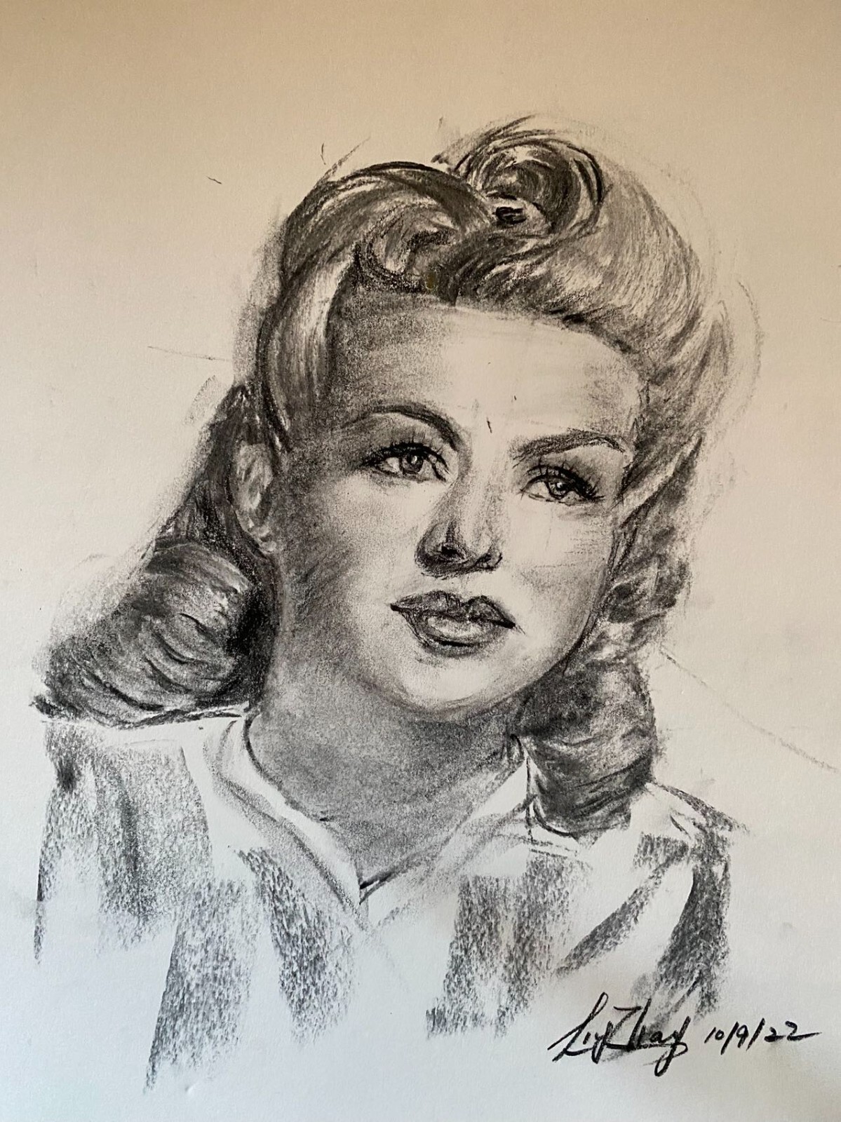 Willow Charcoal and Charcoal Pencil Drawing Portrait-2 9×12″