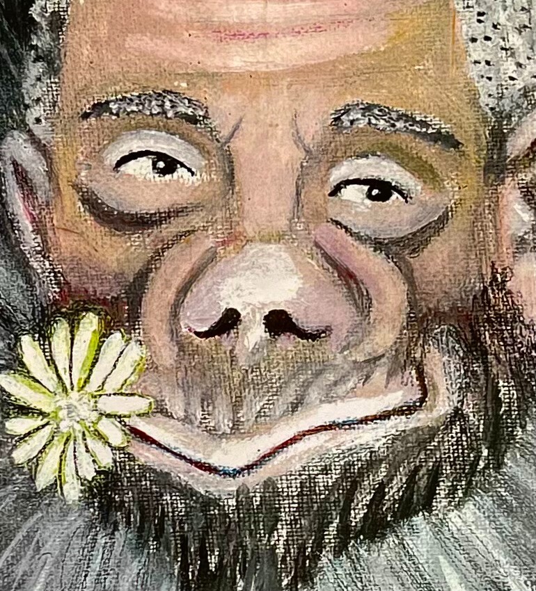 «JOHNNY CARSON as a MONKEY» L.A. Outsider Artist LEMOINE REDMOND Photocopy PRINT
