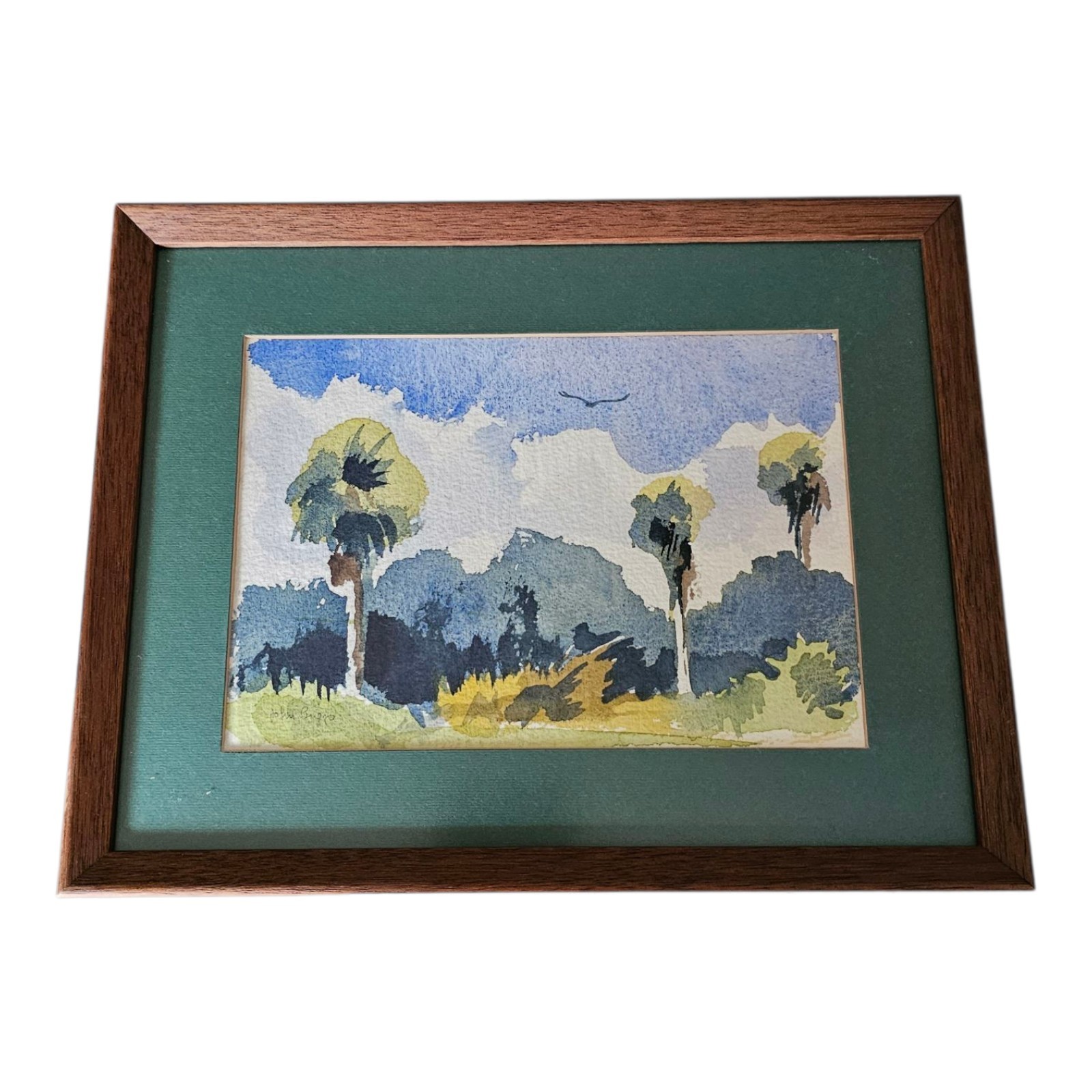 John Briggs Watercolor Painting Scene Small Florida Everglades Framed 8.5×11
