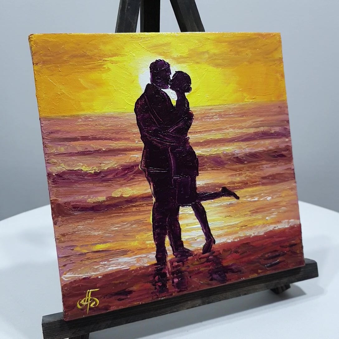 Ukraine Artist Twilight Romance Duet Original Oil Painting Gift Wall Art Decor