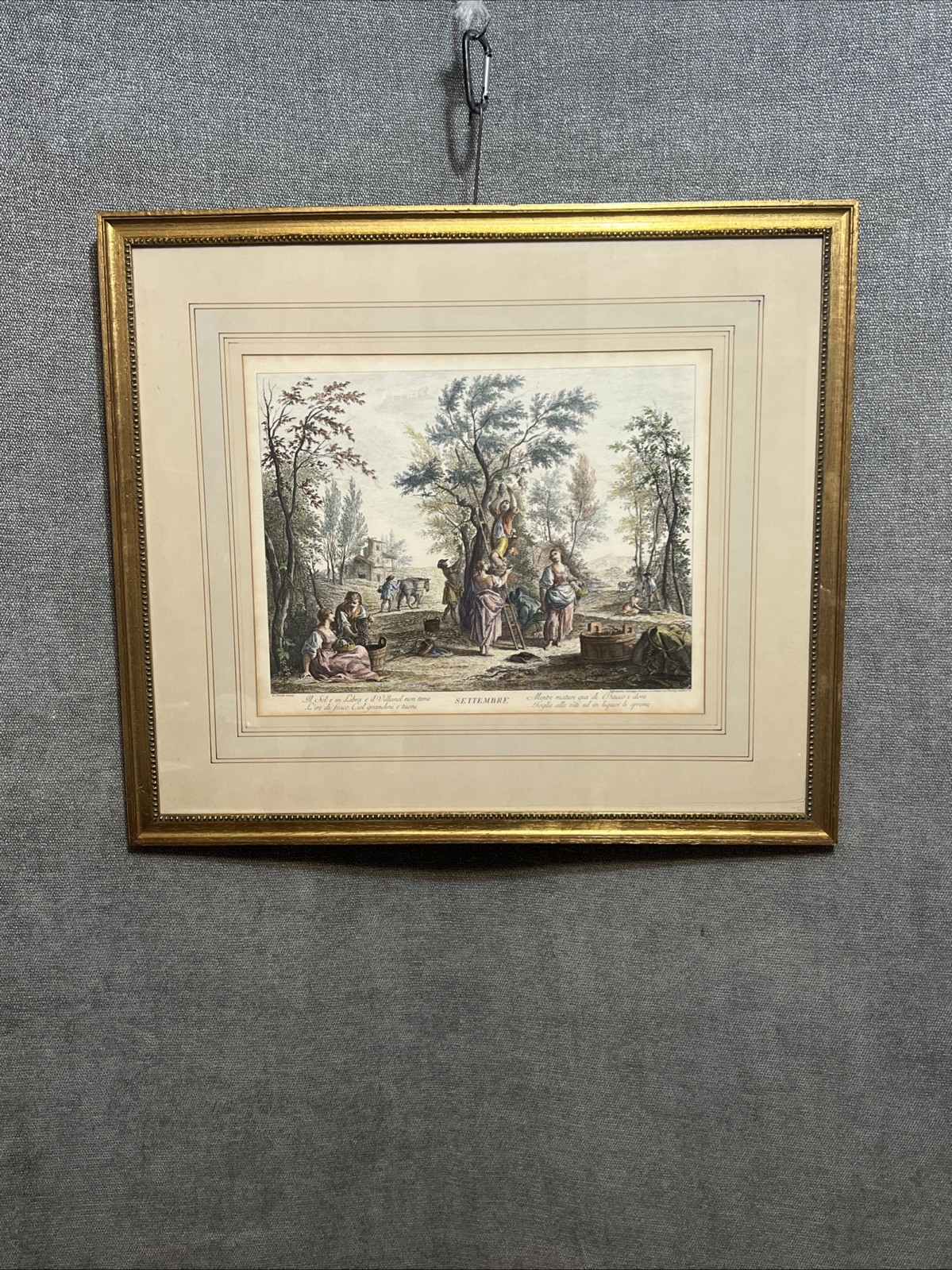 Bartolozzi 19th Century Zocchi Hand Colored Engraving September Months of Year