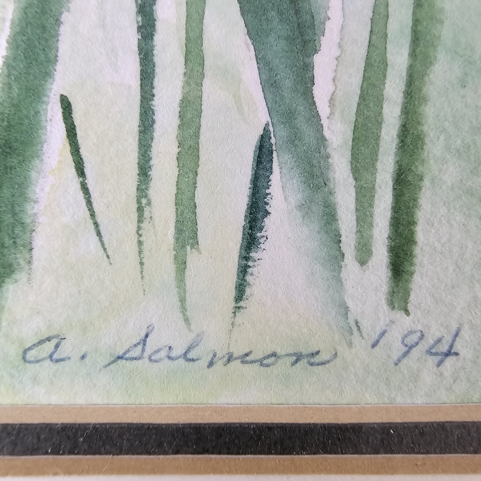 Signed Original Agnes Marie Salmon Watercolor Painting 9.75×7.25 Framed Art