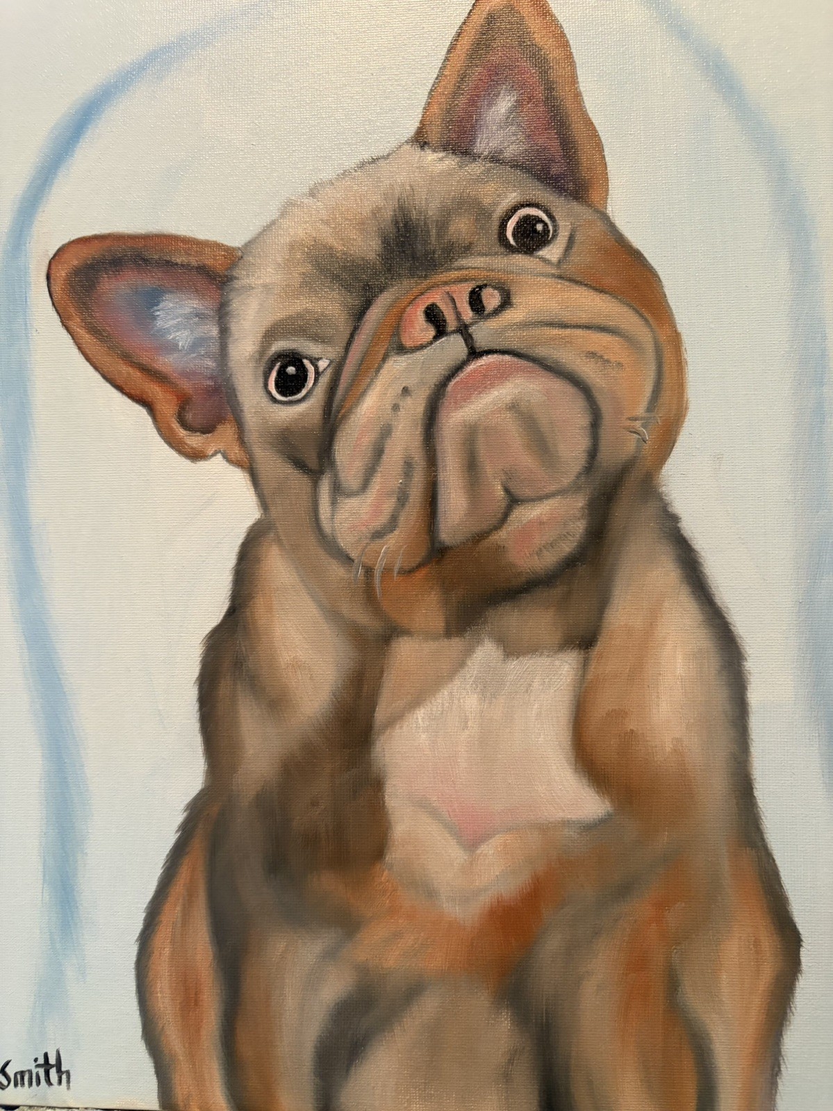 Original oil painting 11 x 14 inch French Bulldog with sassy attitude