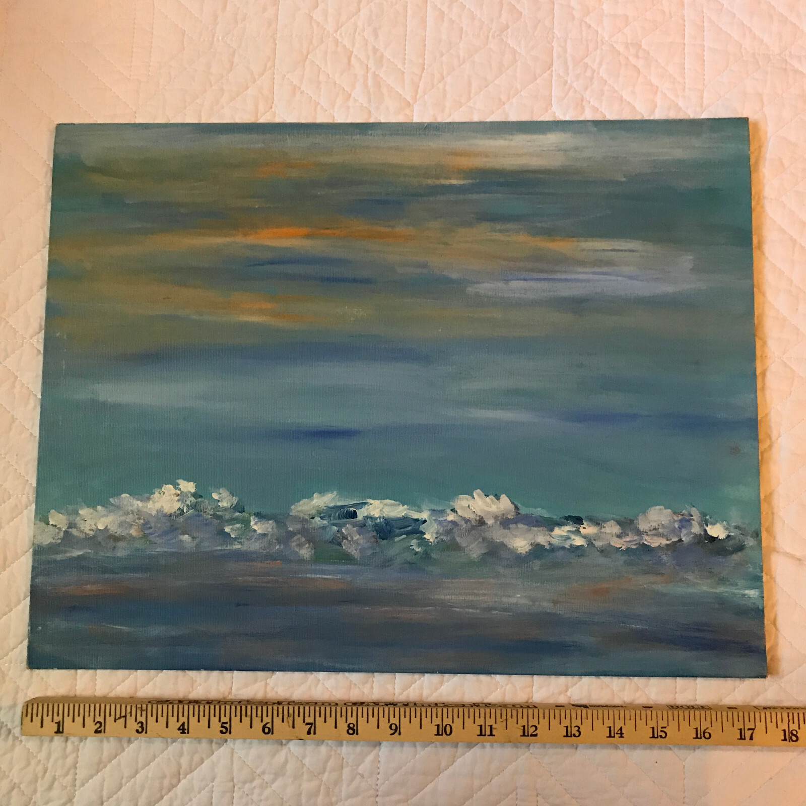 Seascape ocean coast hand painted original acrylic PAINTING beach surf