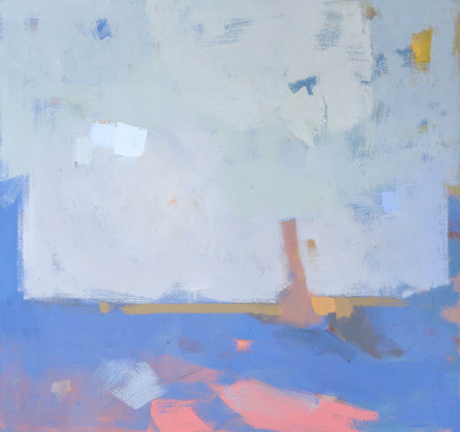 Blues Abstract Minimalist Landscape Original Oil Painting 32×34 Aldo Cherres Art