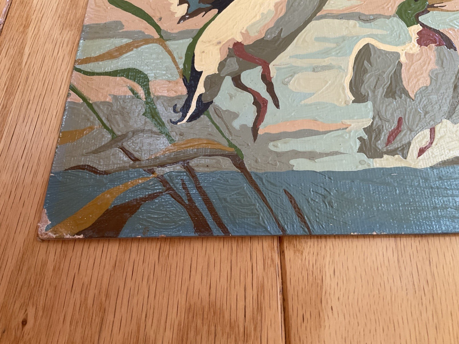 Mallards Ducks in Flight Portrait Paint By Number Set Unframed on Board Vintage