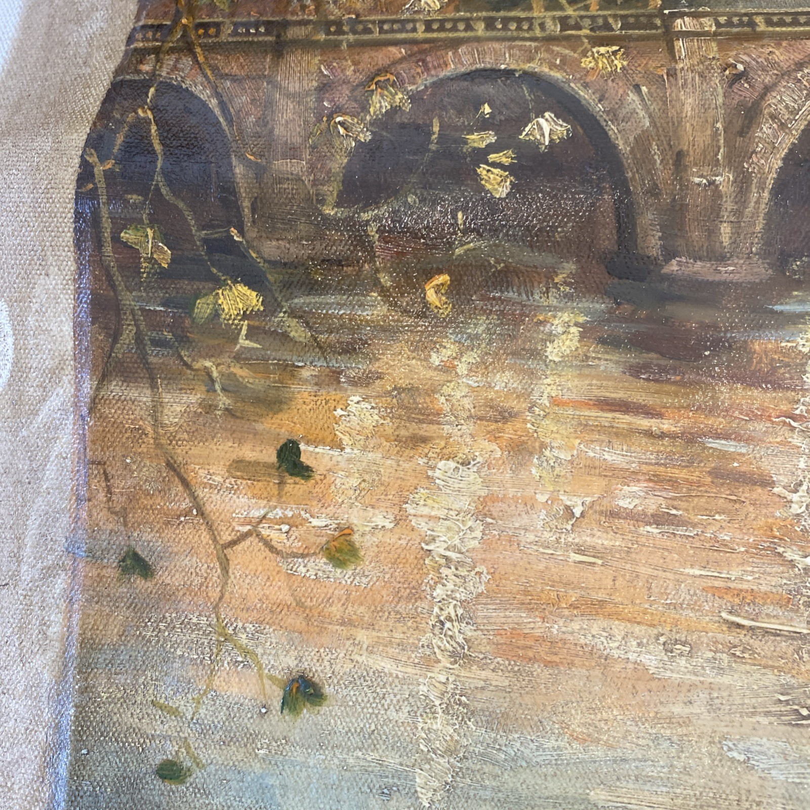 Oil On Canvas St. Peter’s Basilica & Vatican Signed No Frame 18 X 15 Canvas Roll
