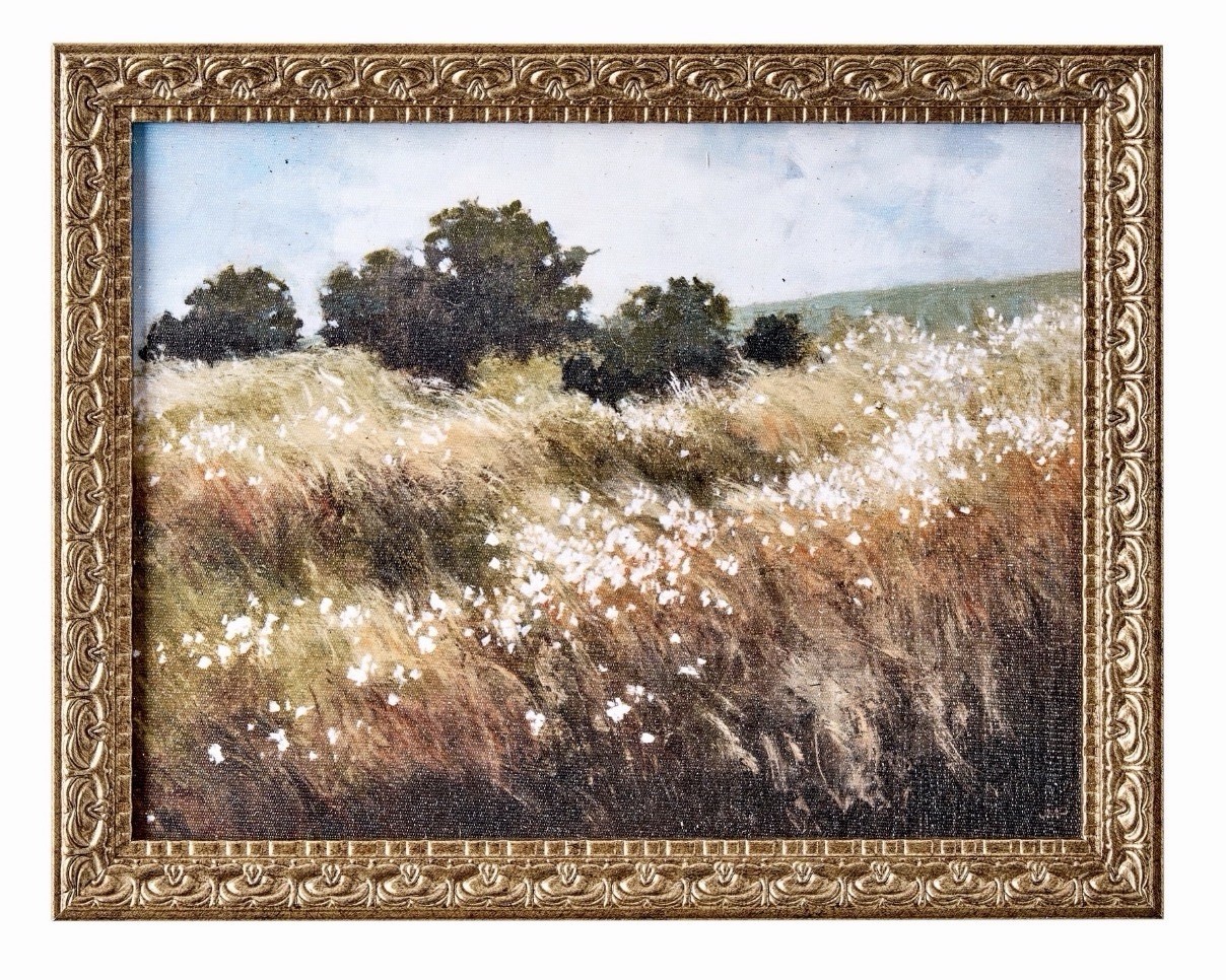 Realism Landscape Field Trees Painting, Framed Single Piece Nature Theme