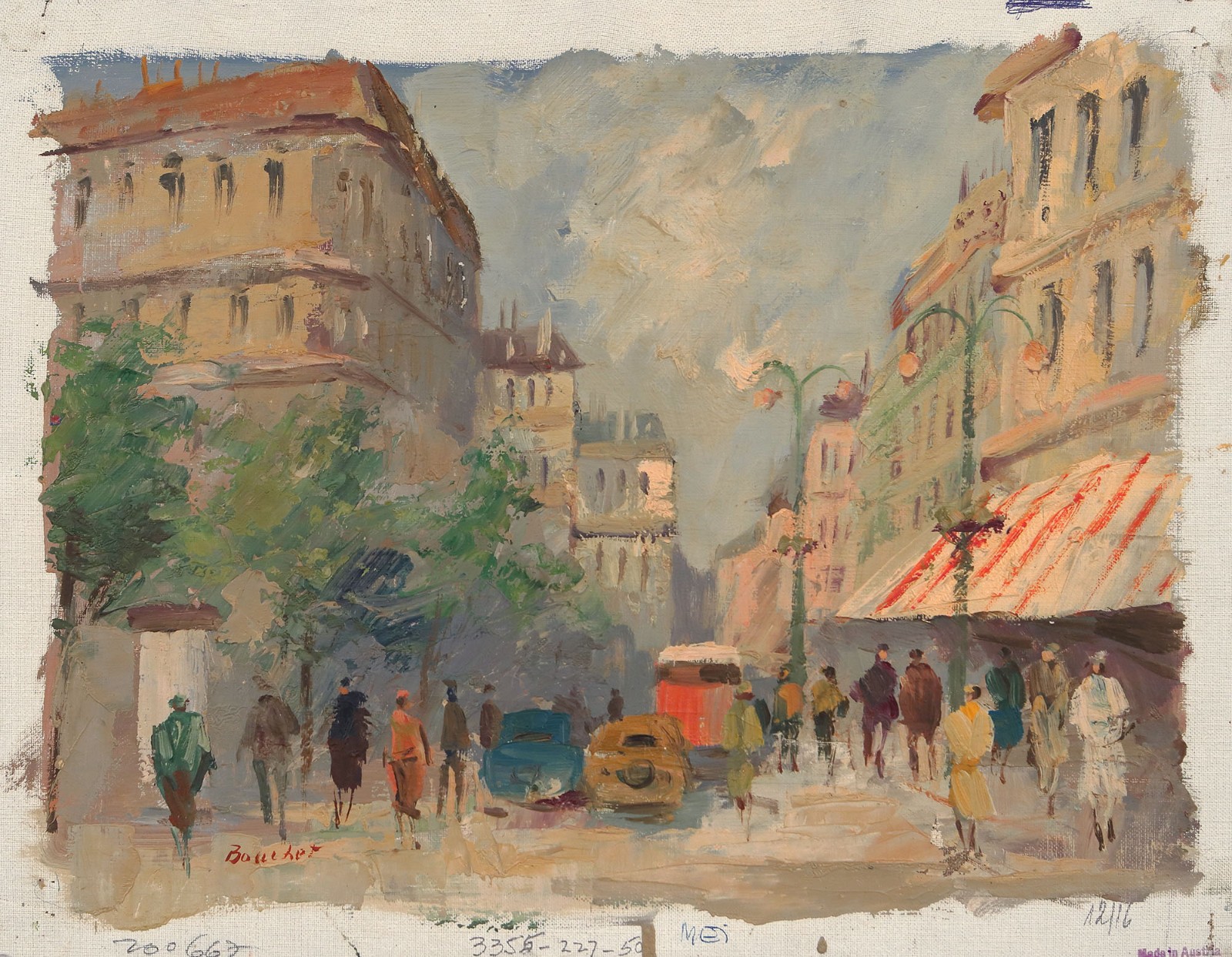 ANATOL BOUCHET Signed Vintage c1950s French Oil Painting PARISIAN STREET SCENE