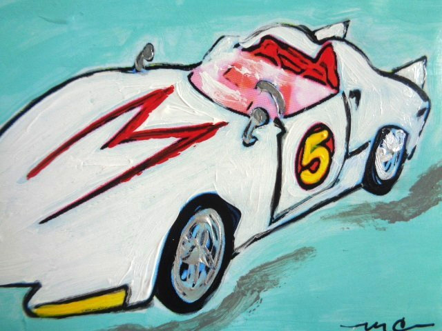 ATC ACEO SPEED RACER CAR Painting Art