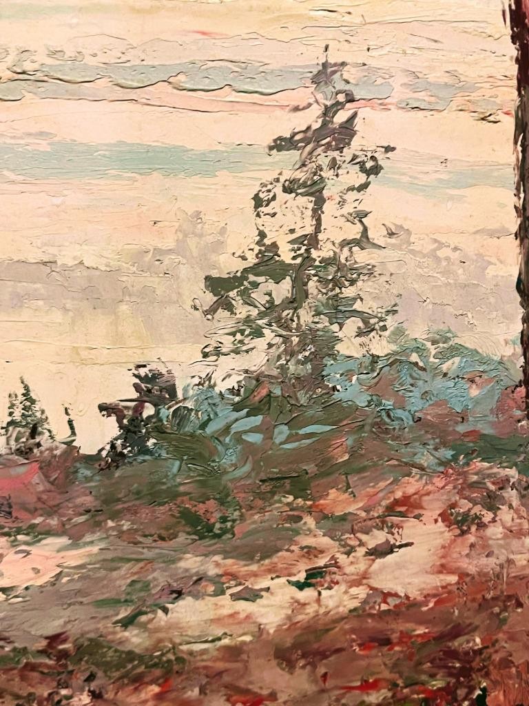 Old 1959 Expressionist Impressionist Landscape Oil Painting Trees Artist Signed