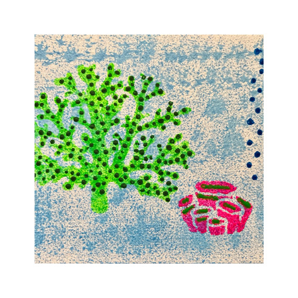 UV BLACKLIGHT CORAL PAINTING White Canvas Aquarium Saltwater Reef Ocean Life