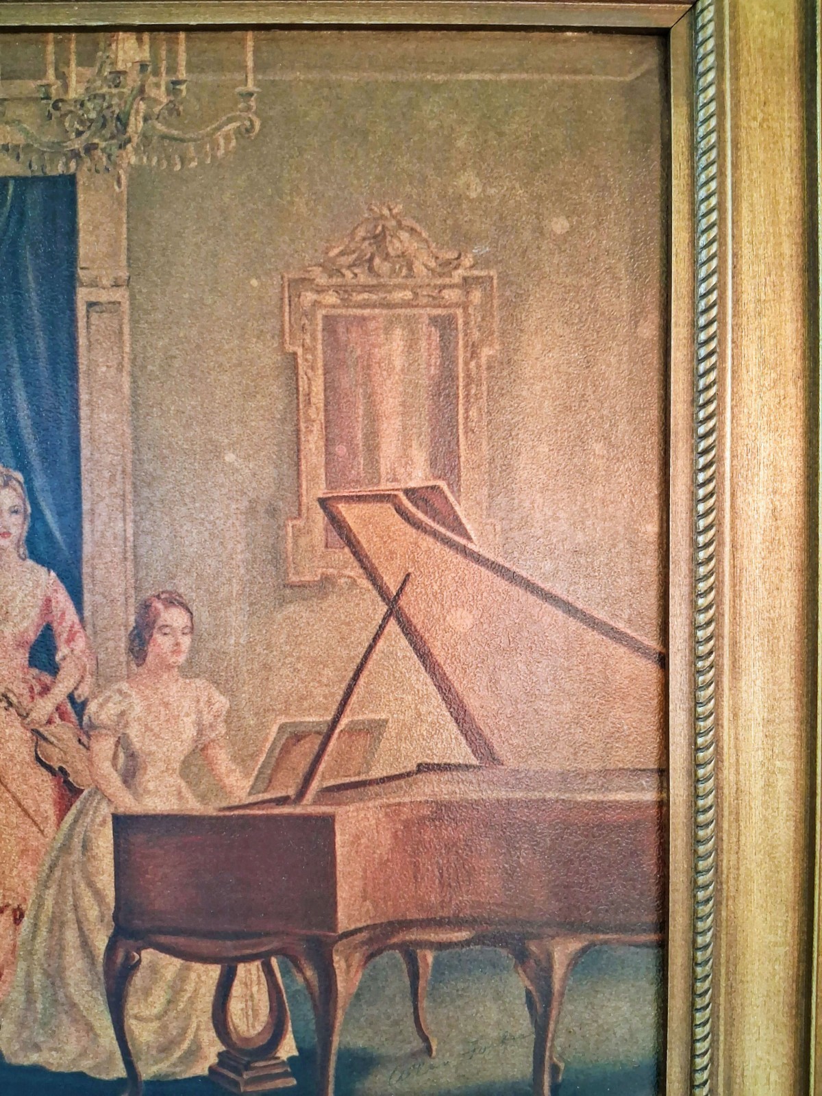 Vintage 1960’s/70’s ArtPrint; 2 Victorian Ladies @ the Piano; 18 x 20.5; EUC!