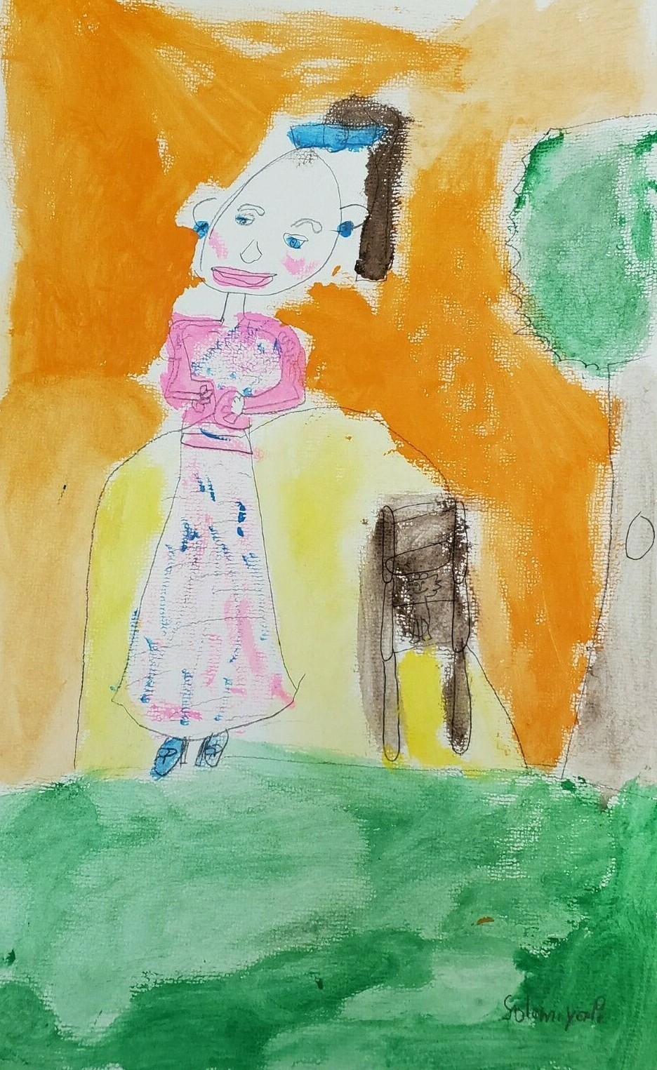 HAND PAINTING BY 7 YEARS OLD » JOJO SIWA AND BOW BOW » 11 INCHES BY 17.5 INCHES