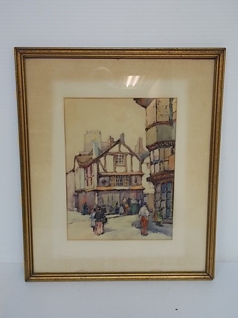 ANTIQUE F.D ALLISON LISTED ARTIST WATERCOLOR PAINTING EUROPEAN SCENE