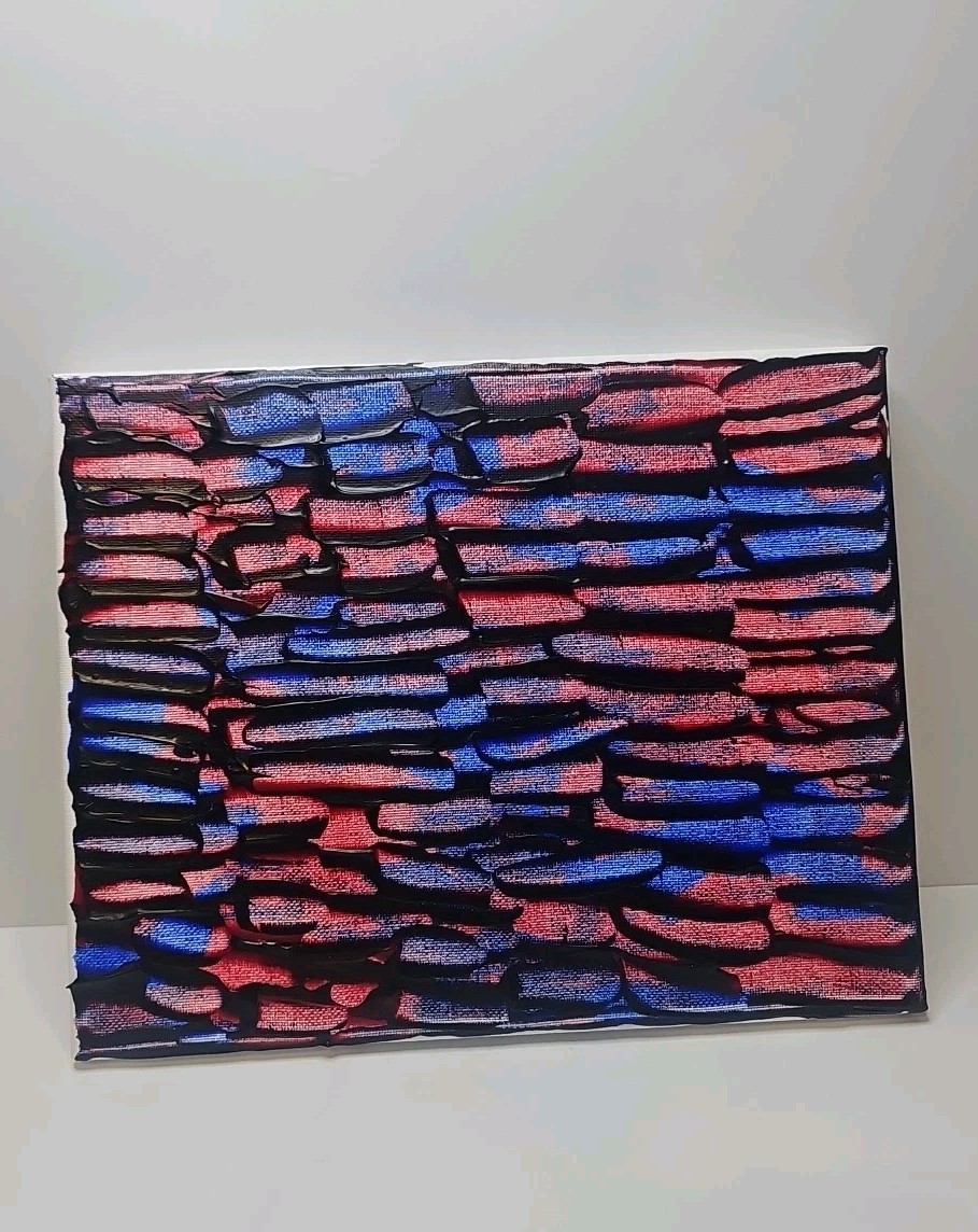 Red And Blue Multicolor Acrylic Abstract Original Art 8×10 Canvas