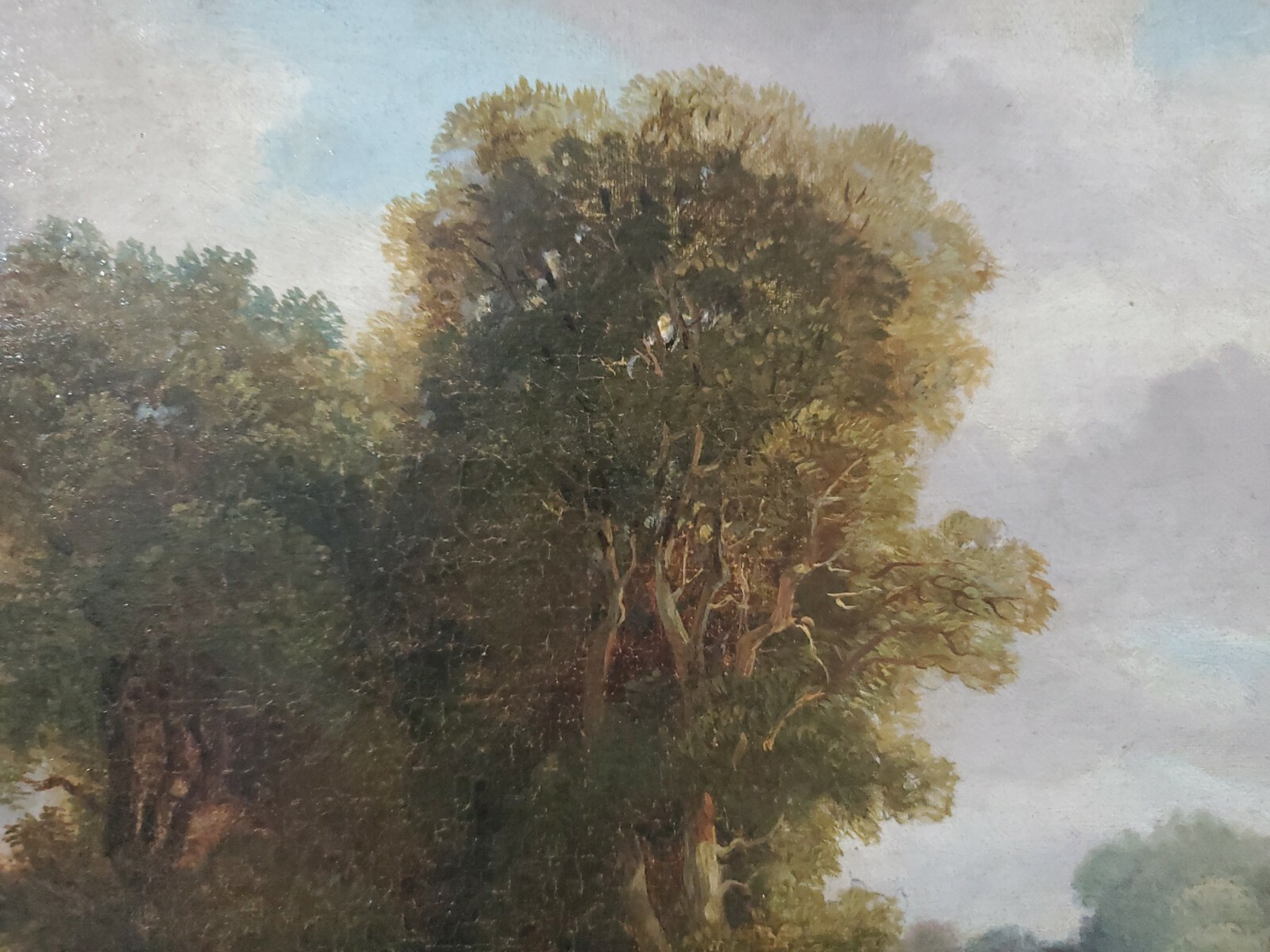 English school painting landscape and castle oil on canvas