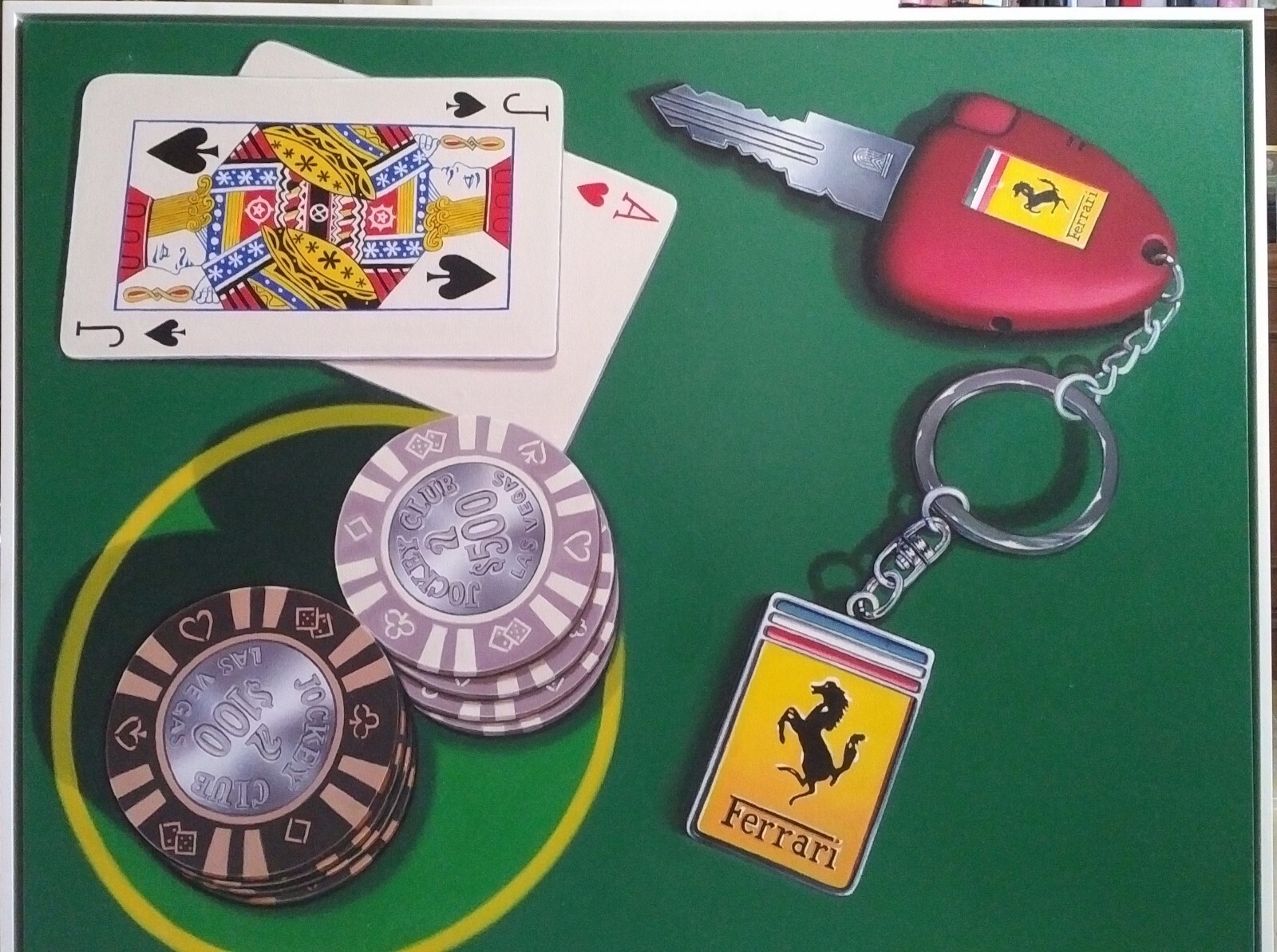 Blackjack – Ralph Stearns – Original Oil Painting Photorealism – Ferrari – Poker