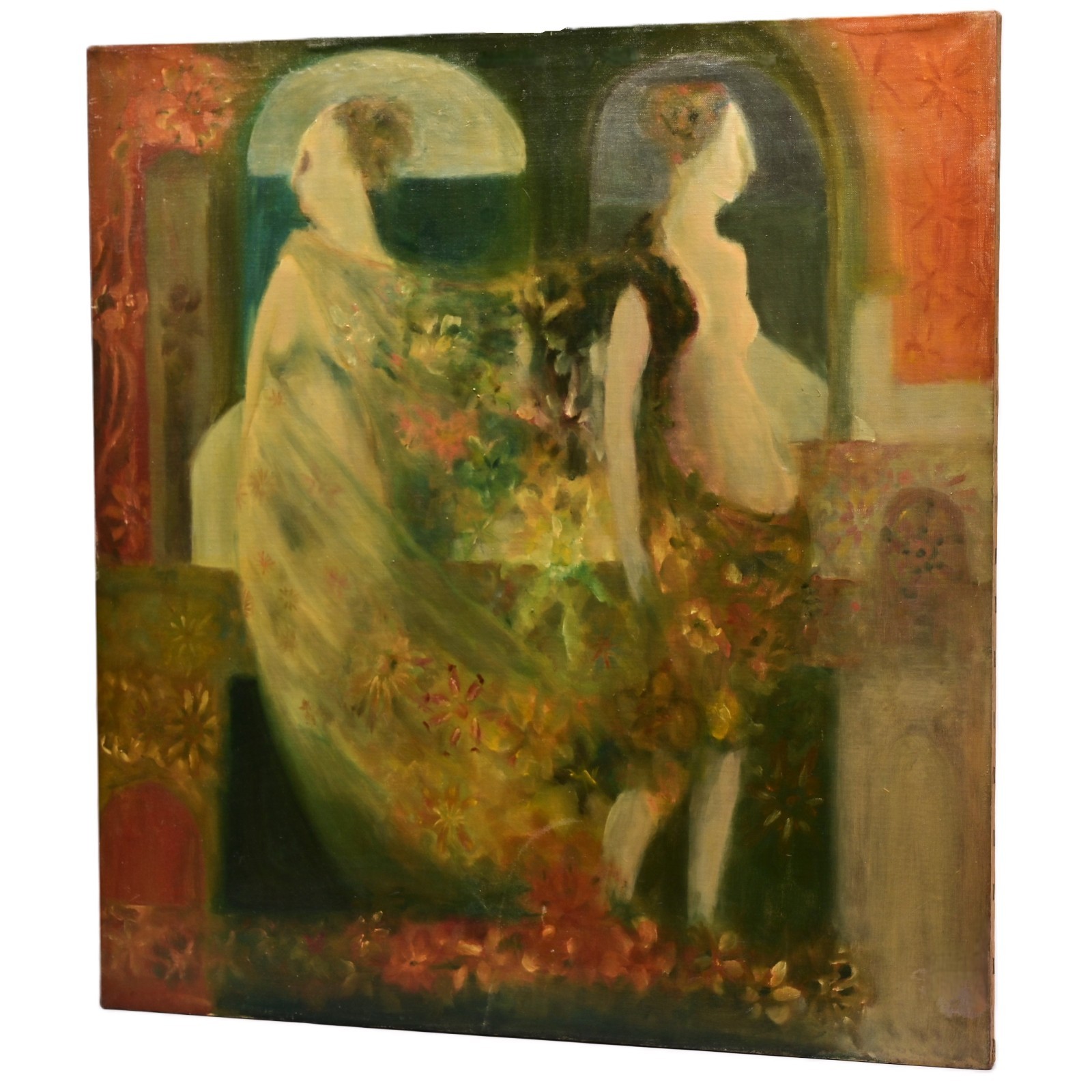 FREDERICK SPRAGUE Original Vintage Signed Figurative Double Portrait Painting