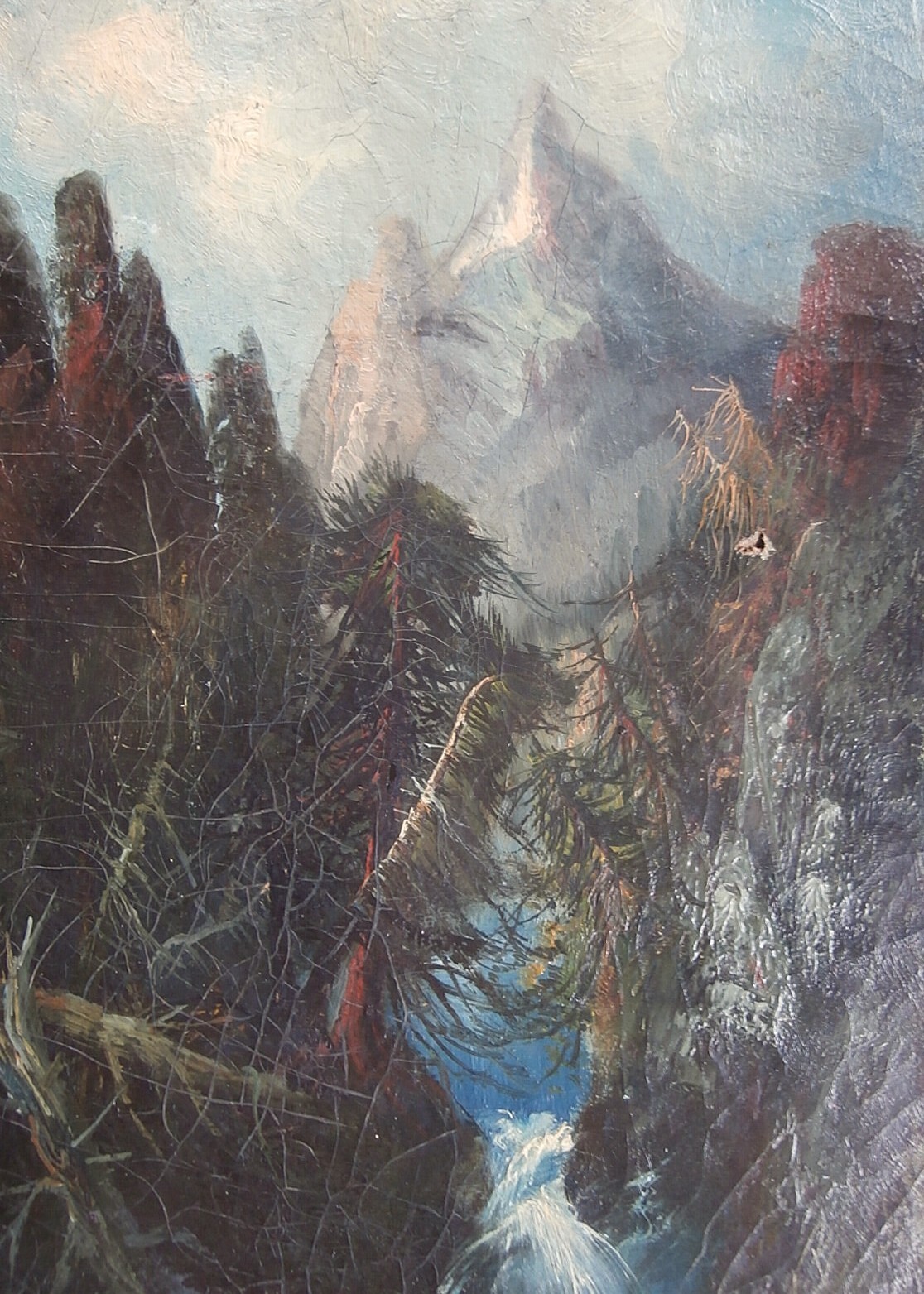 1860s Artist SIGNED «FB» 19th C. PAINTING Frederick Butman ROCKY MOUNTAIN SCHOOL