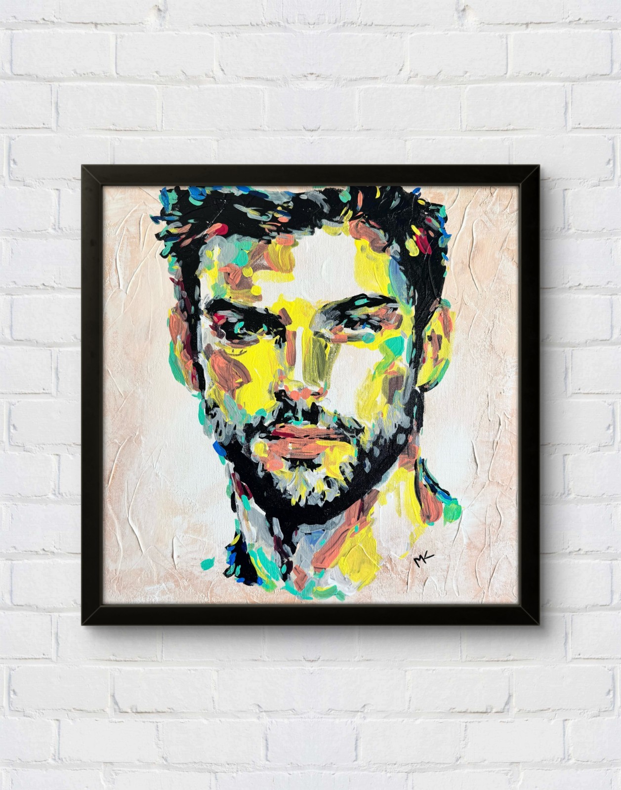 Kempff 16×16 MAN IMPRESSIONISM Handmade Signed Colorful Art Painting