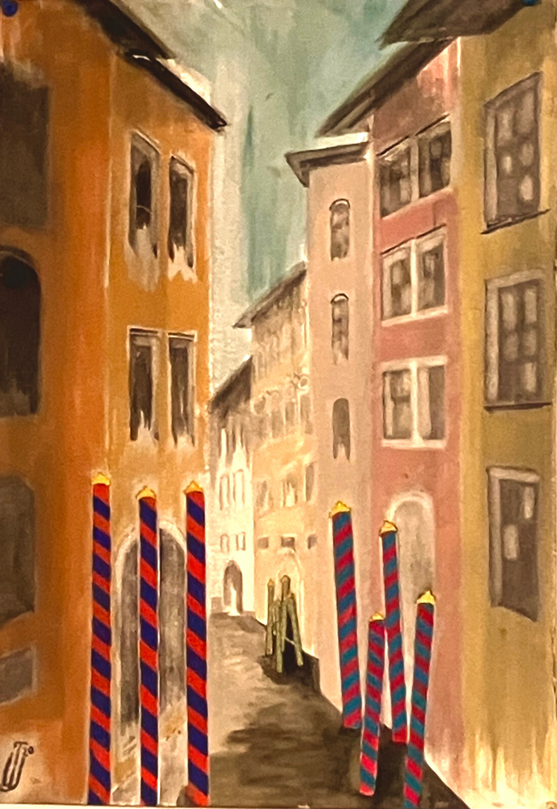 Venice – canal and houses – original painting