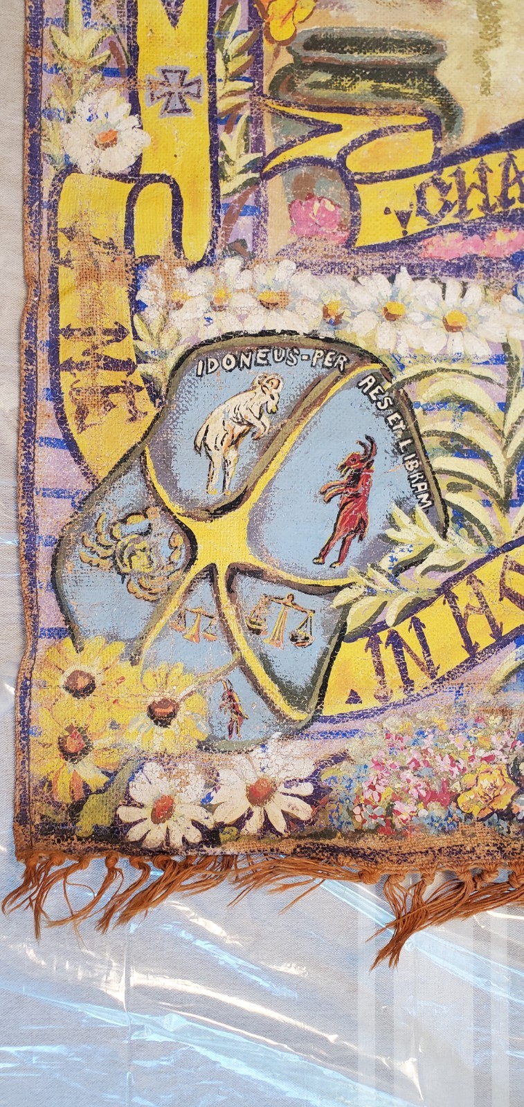 Original Ornate Textured Oil On Canvas: Hildebrandt Coat of Arms Banner 1934