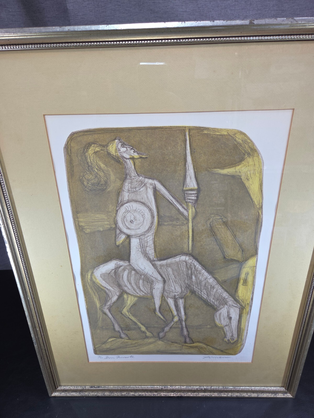 Irving Amen Don Quixote, Etching signed numbered 132/200 Framed 26×20 COA!