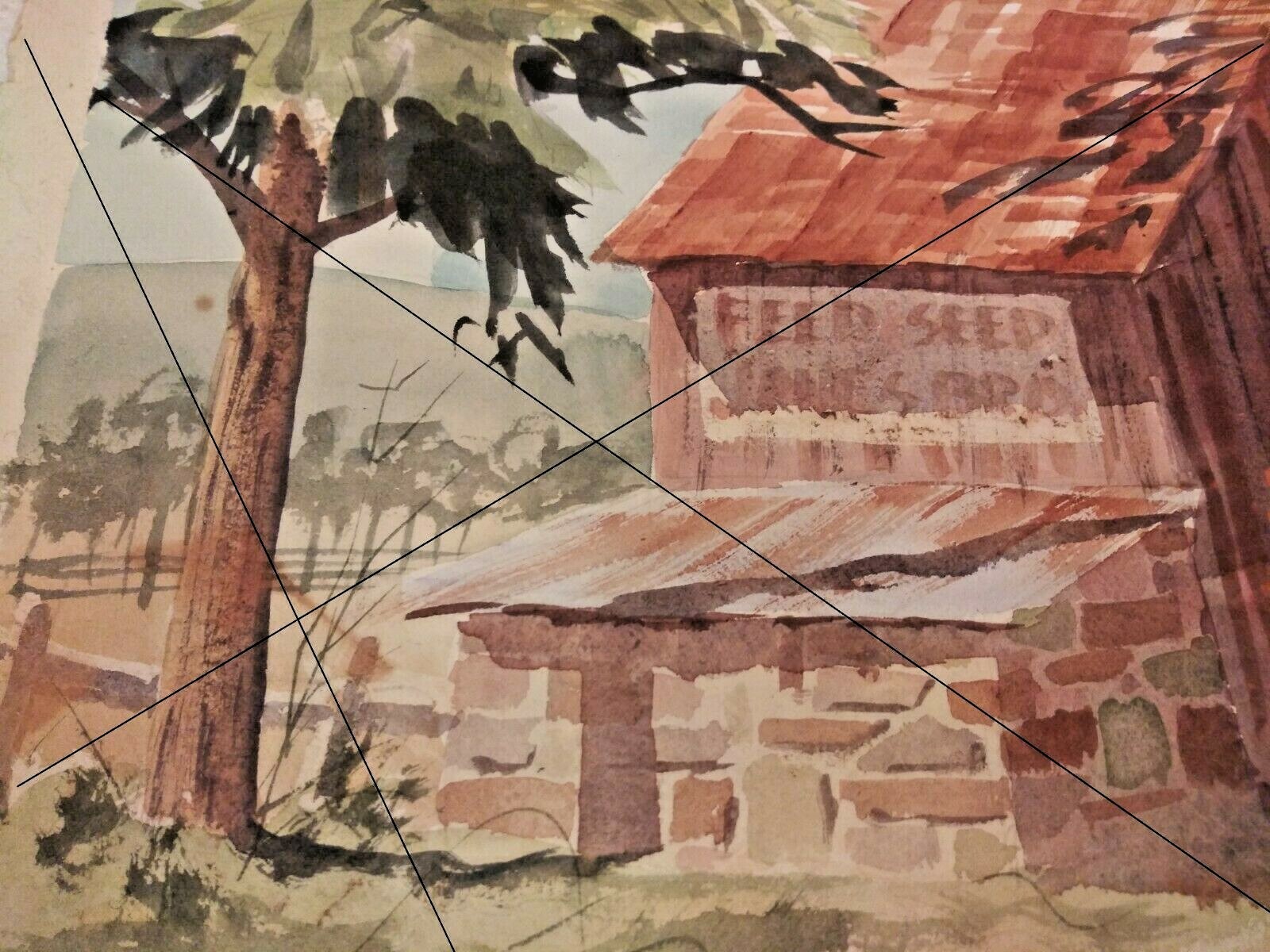 Authenticate J. Robert Burnell Painting, Watercolor, Landscape w/ Barn, Virginia