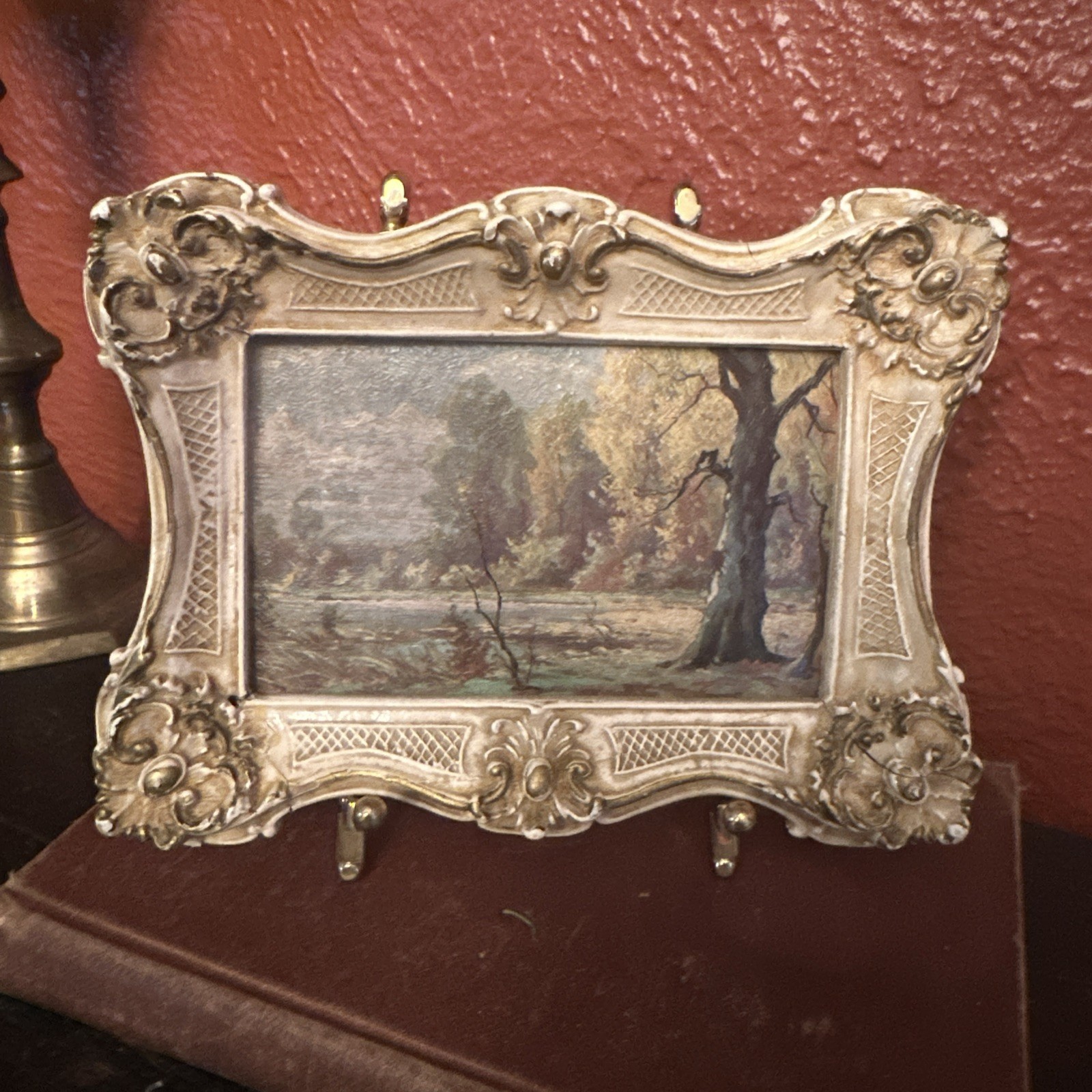 Small Oil Painting And Ornate Resin Frame