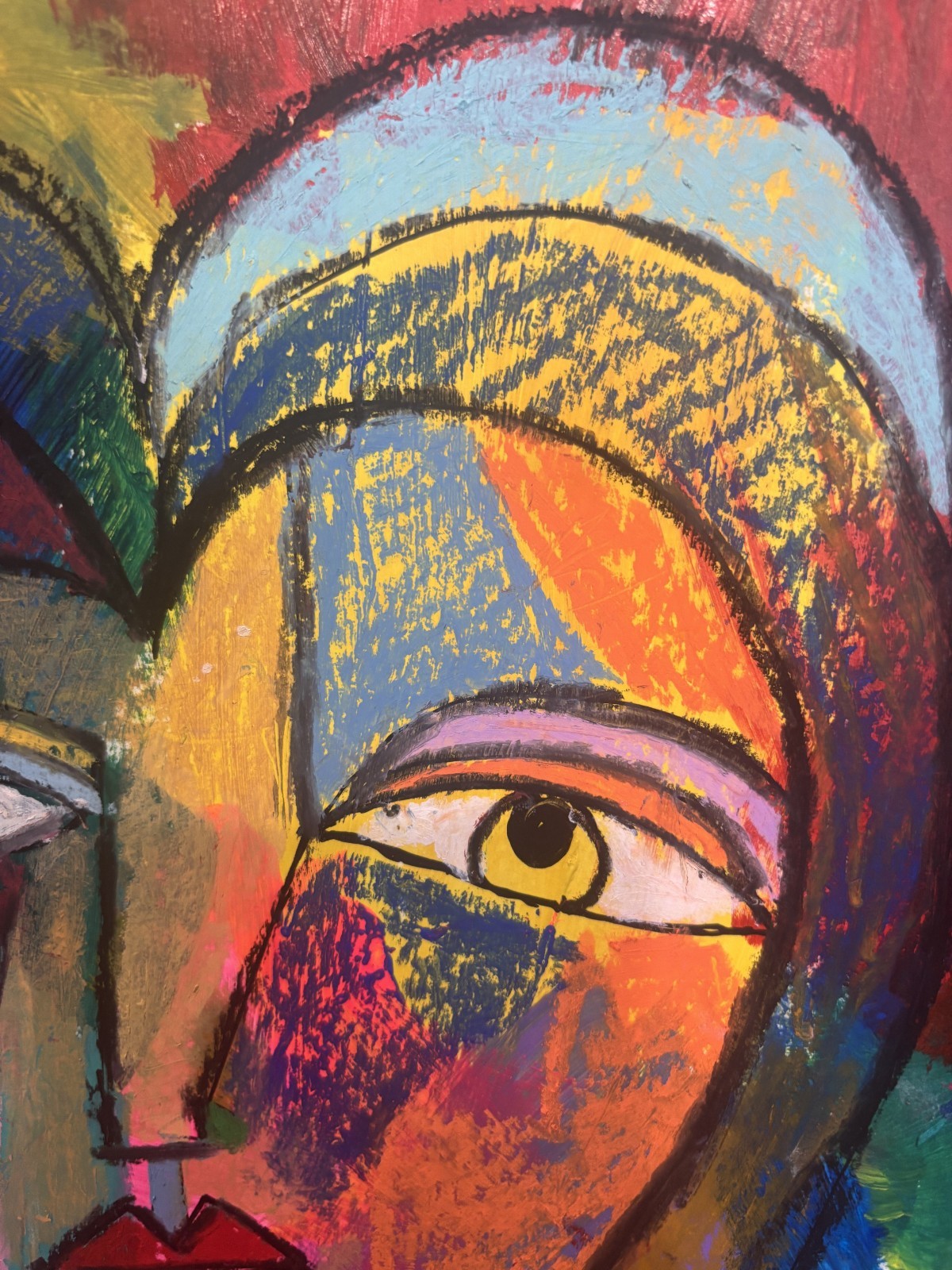 Vivid Heart – Original Signed Mixed Media Cubism 9×12