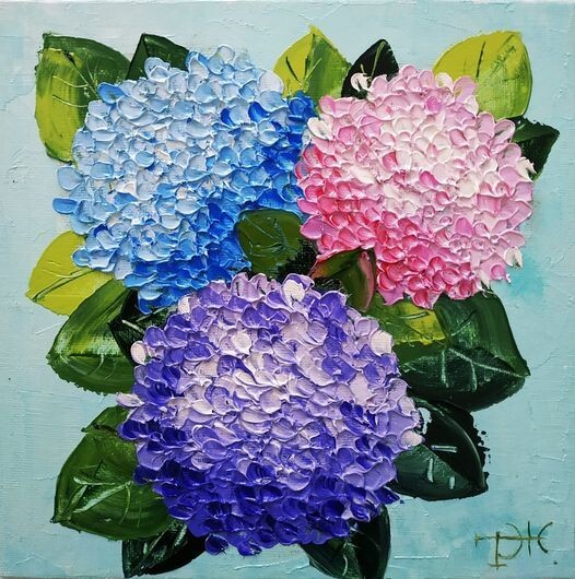 Hydrangea Painting Impasto Oil Painting Floral Art Original Art 8 by 8 in