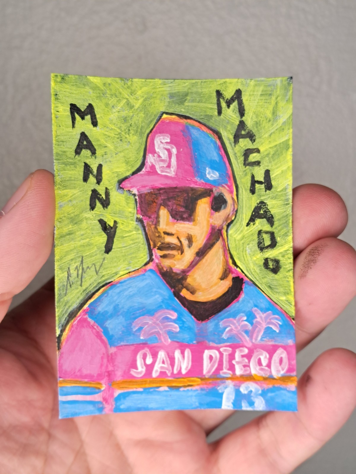 aceo original art card acrylic ink «Manny Machado» (OOAK) atc Limited 1/1 SBA