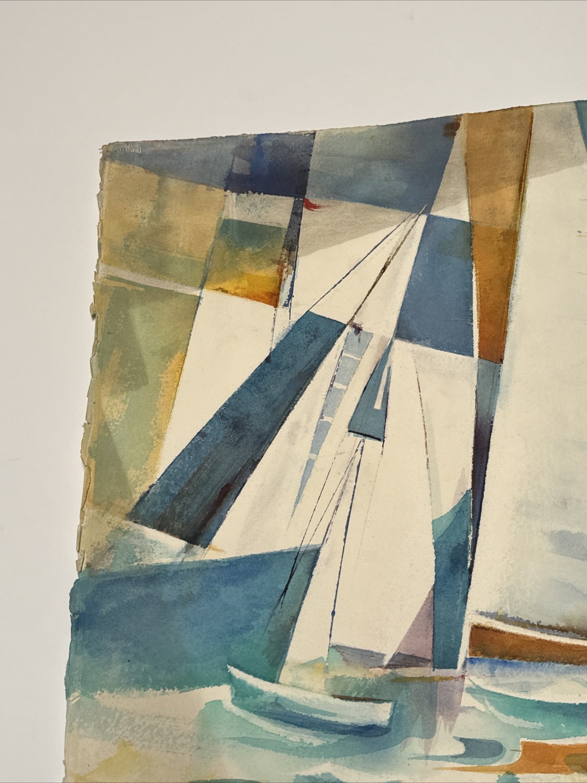 COASTAL EXPRESSIONIST PAINTING SAIL BOATS REGATTA MAURICE SILBER FAMOUS LARGE