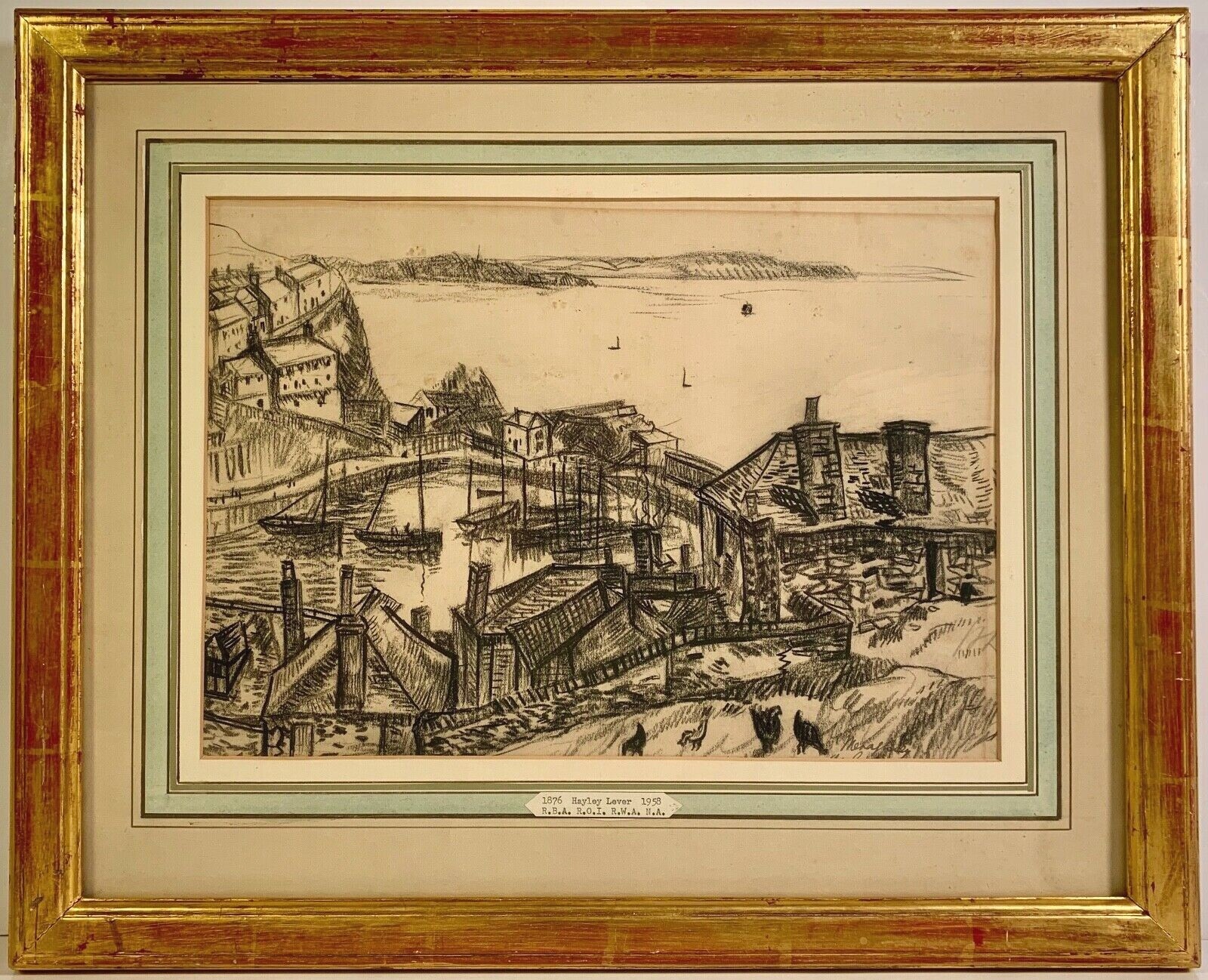 Listed Artist Richard Hayley Lever (1876-1958) Signed Charcoal Mevajissey France